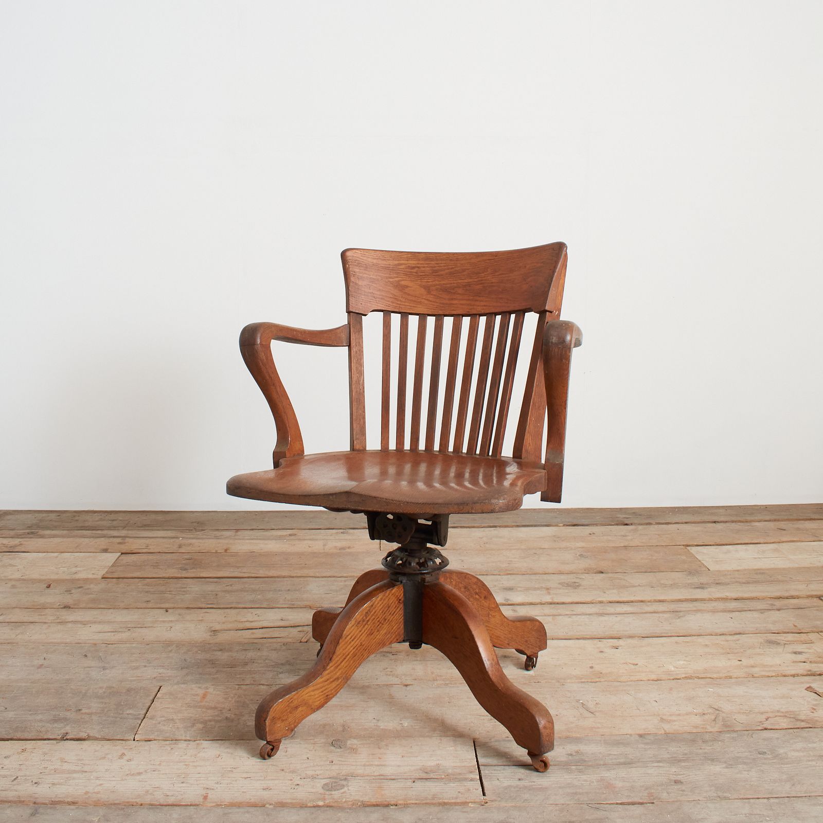 Antique Oak French Swivel Desk Chair photo furniture
