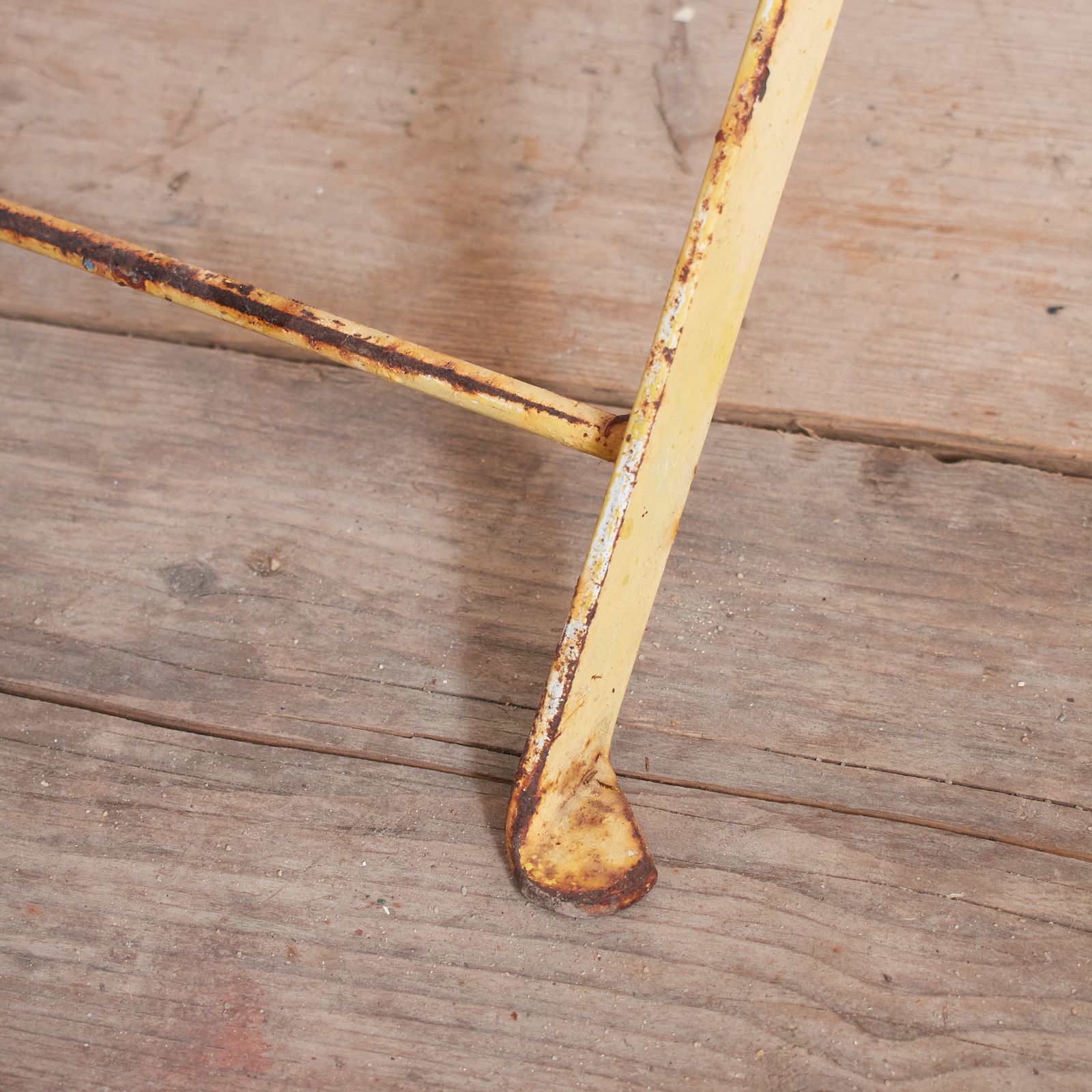 Antique French Folding Yellow Wooden Garden Bench photo vintage