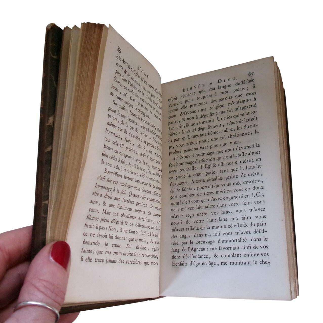 1804 French Religious Books: The Soul Raised To God, Barthélemy Baudrand, Georgian Leather Books photo vinterior