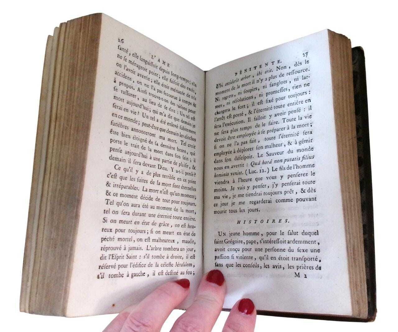 photo for sale 1804 French Religious Books: The Soul Raised To God, Barthélemy Baudrand, Georgian Leather Books