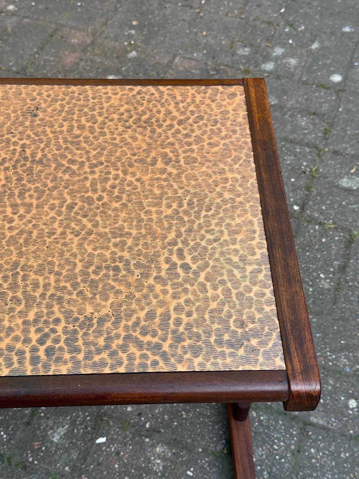 Vintage Mid Century Hammered Copper Top Side Table Retro Occasional Table, G Plan Style S photo 175.0