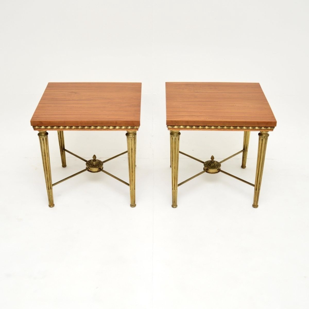 Pair Of Antique Satin Wood And Brass Side Tables photo furniture