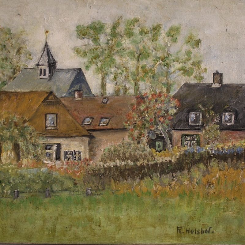 Dutch Painting Of A View Of Houses In Impressionist Style photo Art
