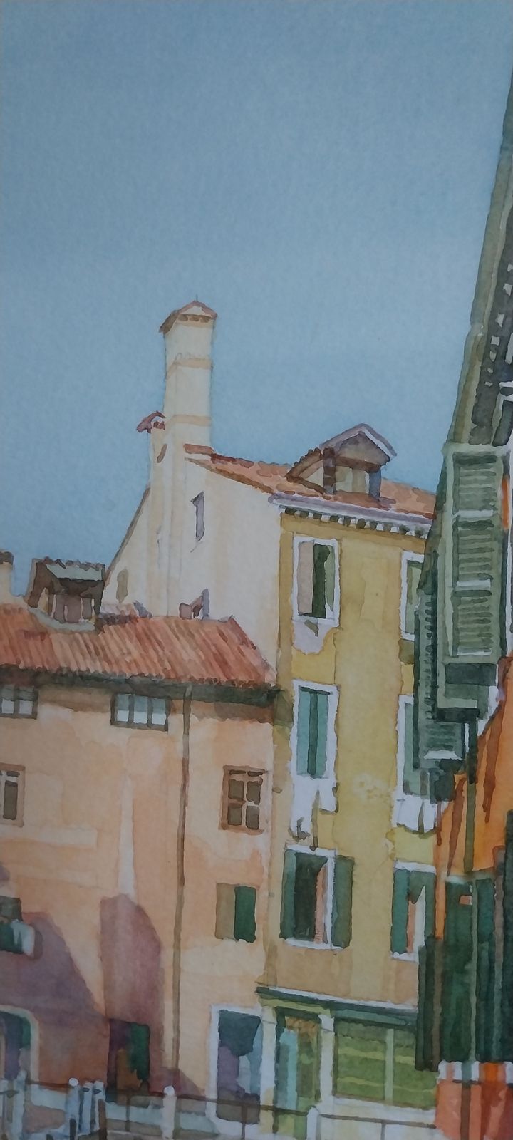 Golden Light On A Venetian Canal Peter Berrisford Watercolour Painting On Canvass Venice photo vintage