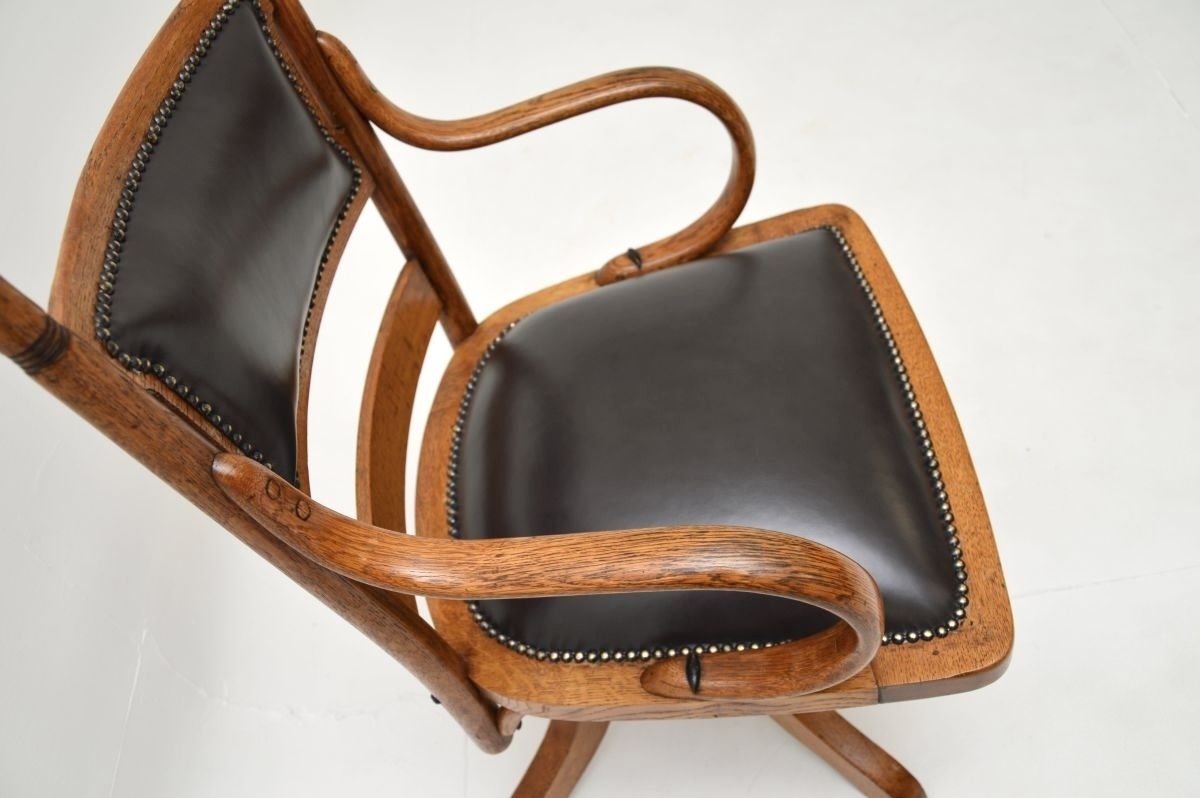 Antique Victorian Bentwood And Leather Swivel Desk Chair photo vinterior