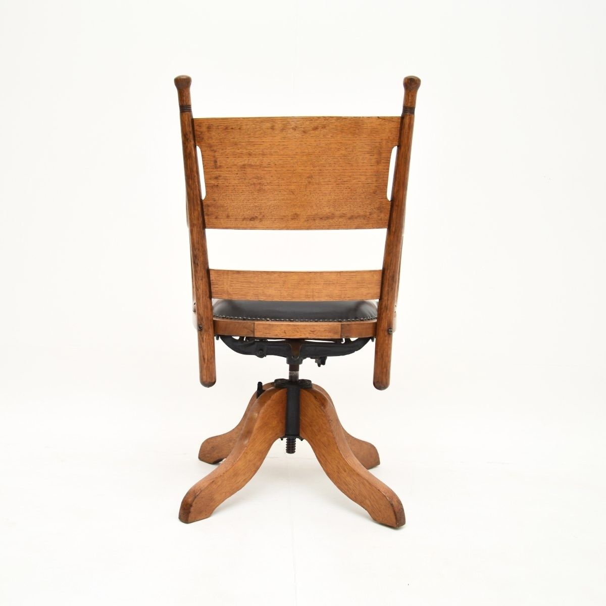 Furniture Antique Victorian Bentwood And Leather Swivel Desk Chair photo