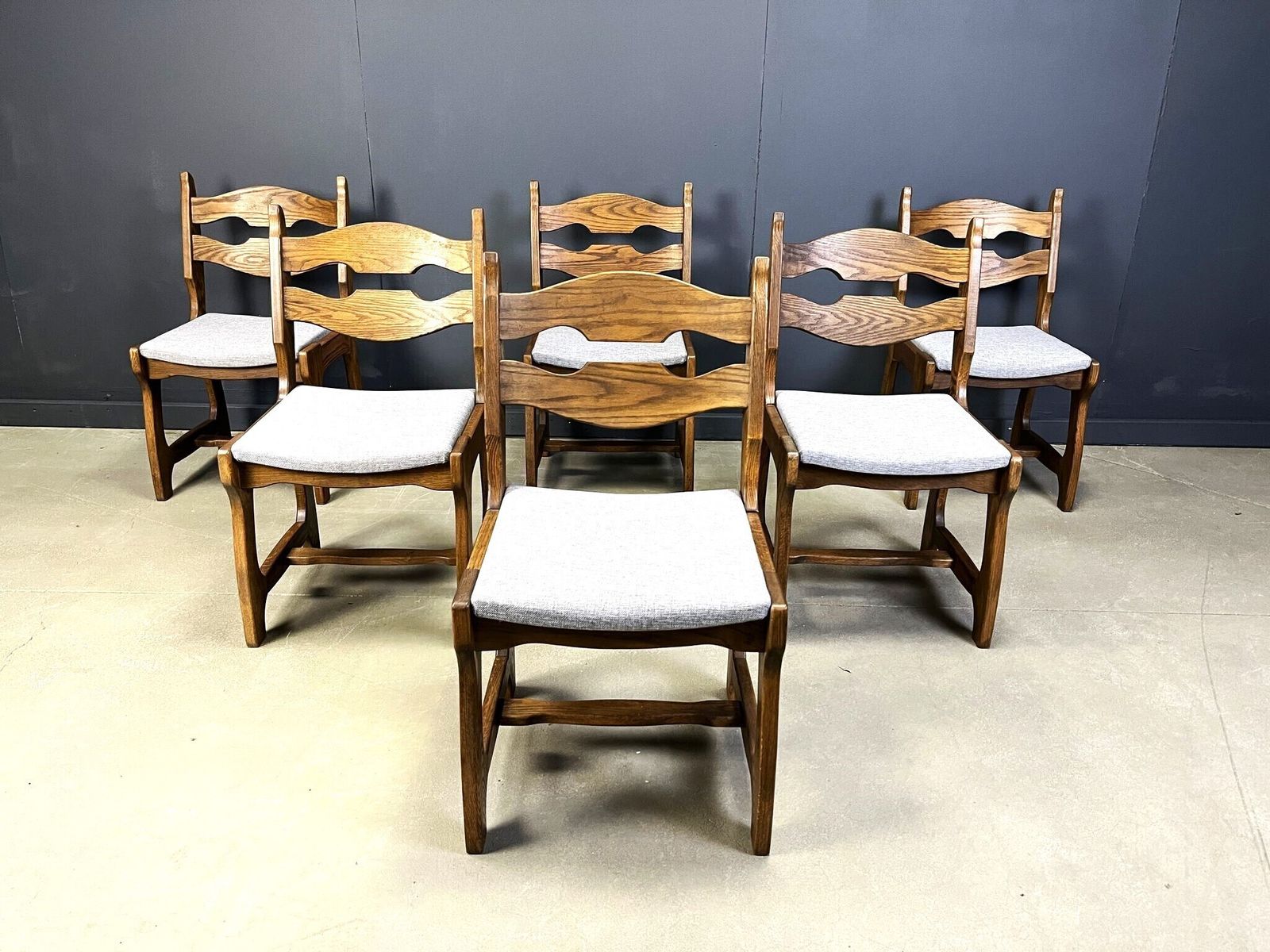Vintage Brutalist Dining Chairs Set Of 6   1960s photo vinterior