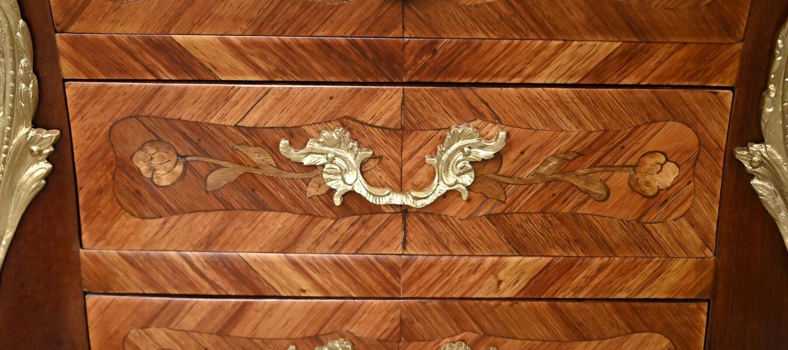 Furniture Pair Of Marquetry Bedside Tables, Louis XV Style – Mid 20th Century photo