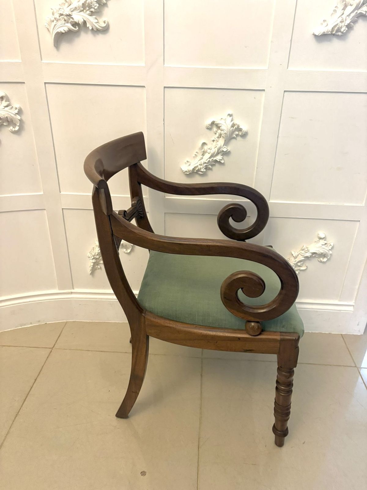 Antique 19th Century Mahogany Set Of 8 Dining Chairs With Scroll Arm Carvers photo buy