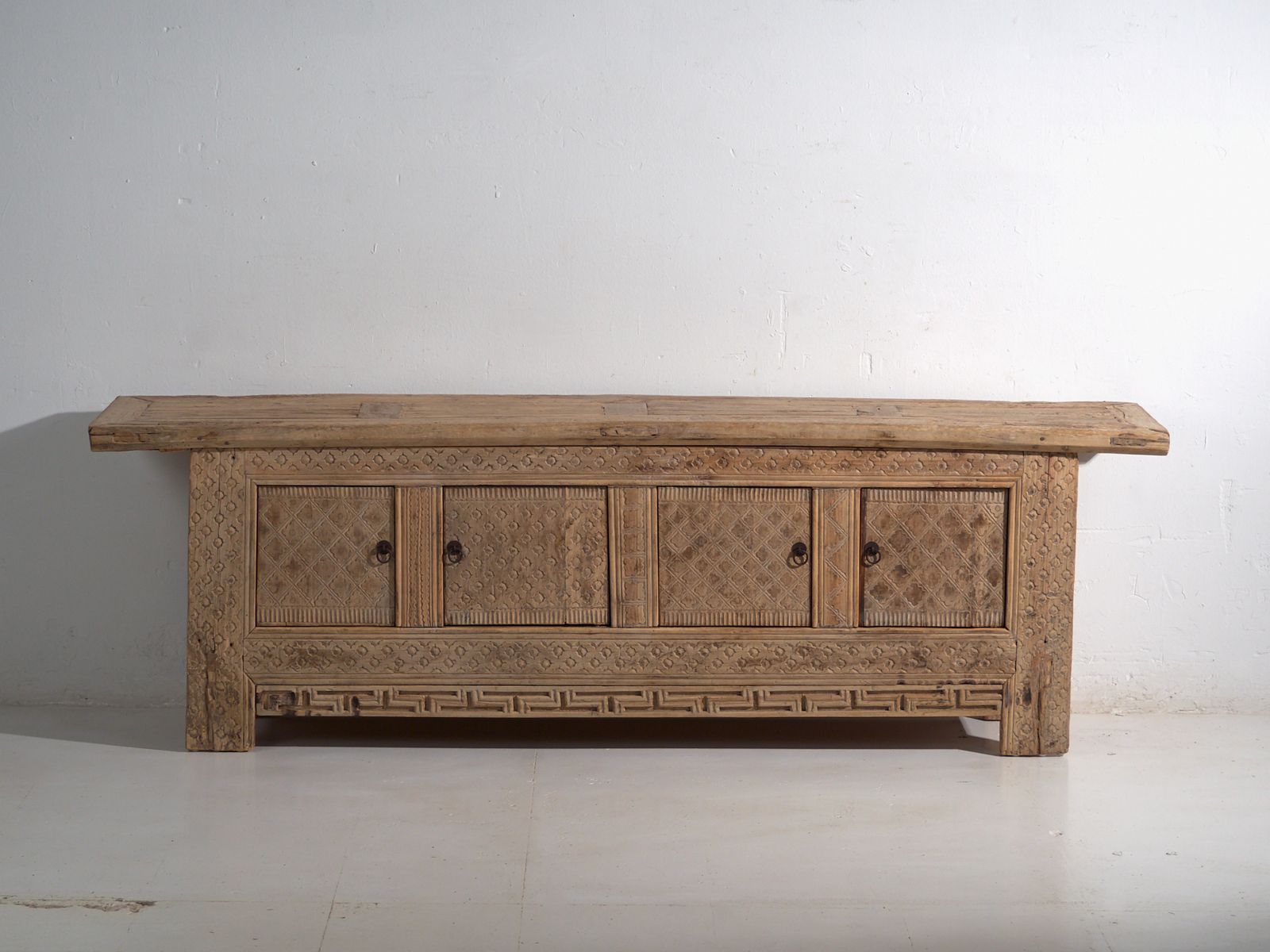 Antique Carved Low Sideboard In Pine Wood  China Circa 1900 photo 3204.0