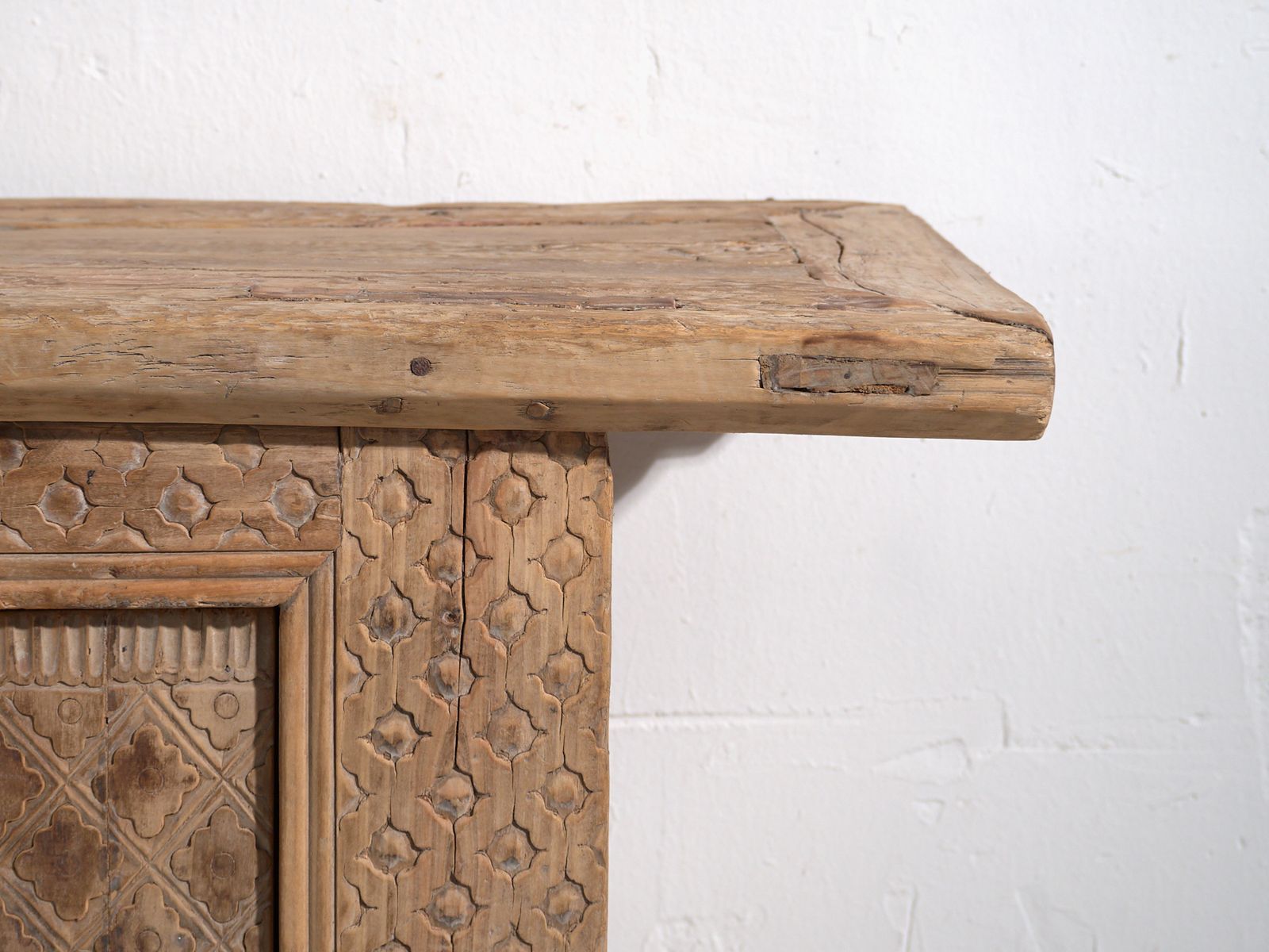 Antique Carved Low Sideboard In Pine Wood  China Circa 1900 photo vinterior