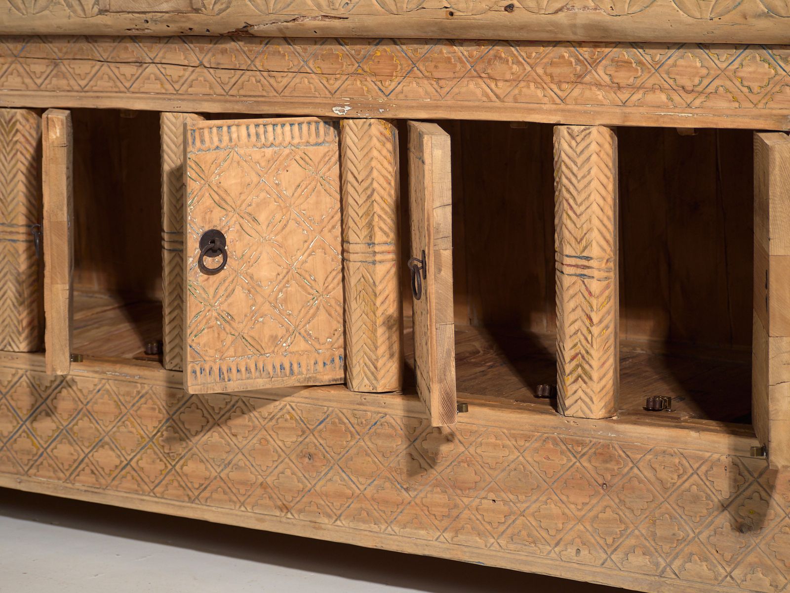 photo furniture Antique Carved Low Sideboard In Pine Wood  China  Circa 1900