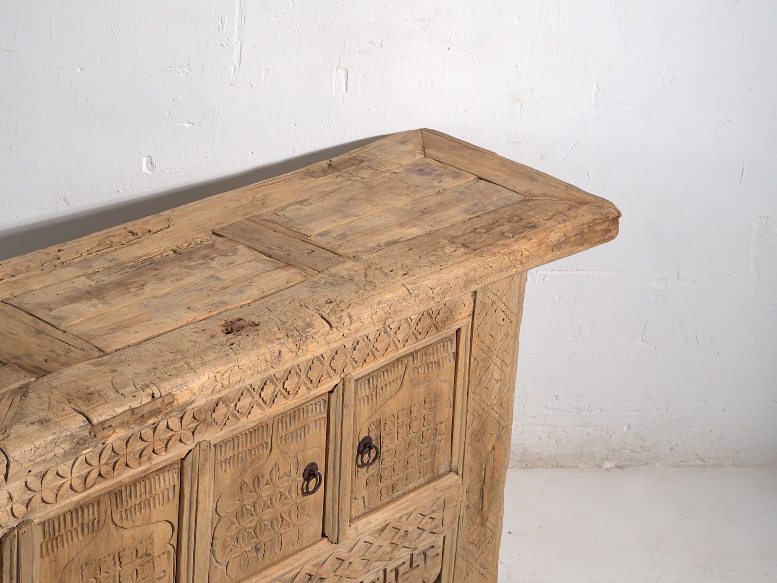 Antique Carved Low Sideboard In Pine Wood China Circa 1900 photo Furniture
