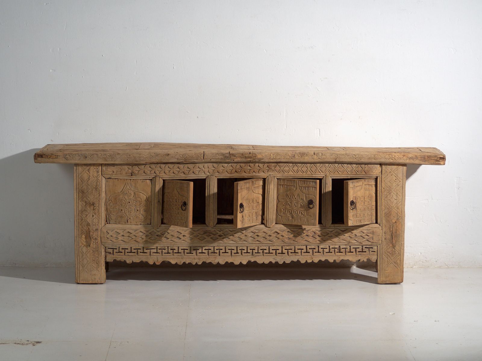 Antique Carved Low Sideboard In Pine Wood China Circa 1900 photo buy