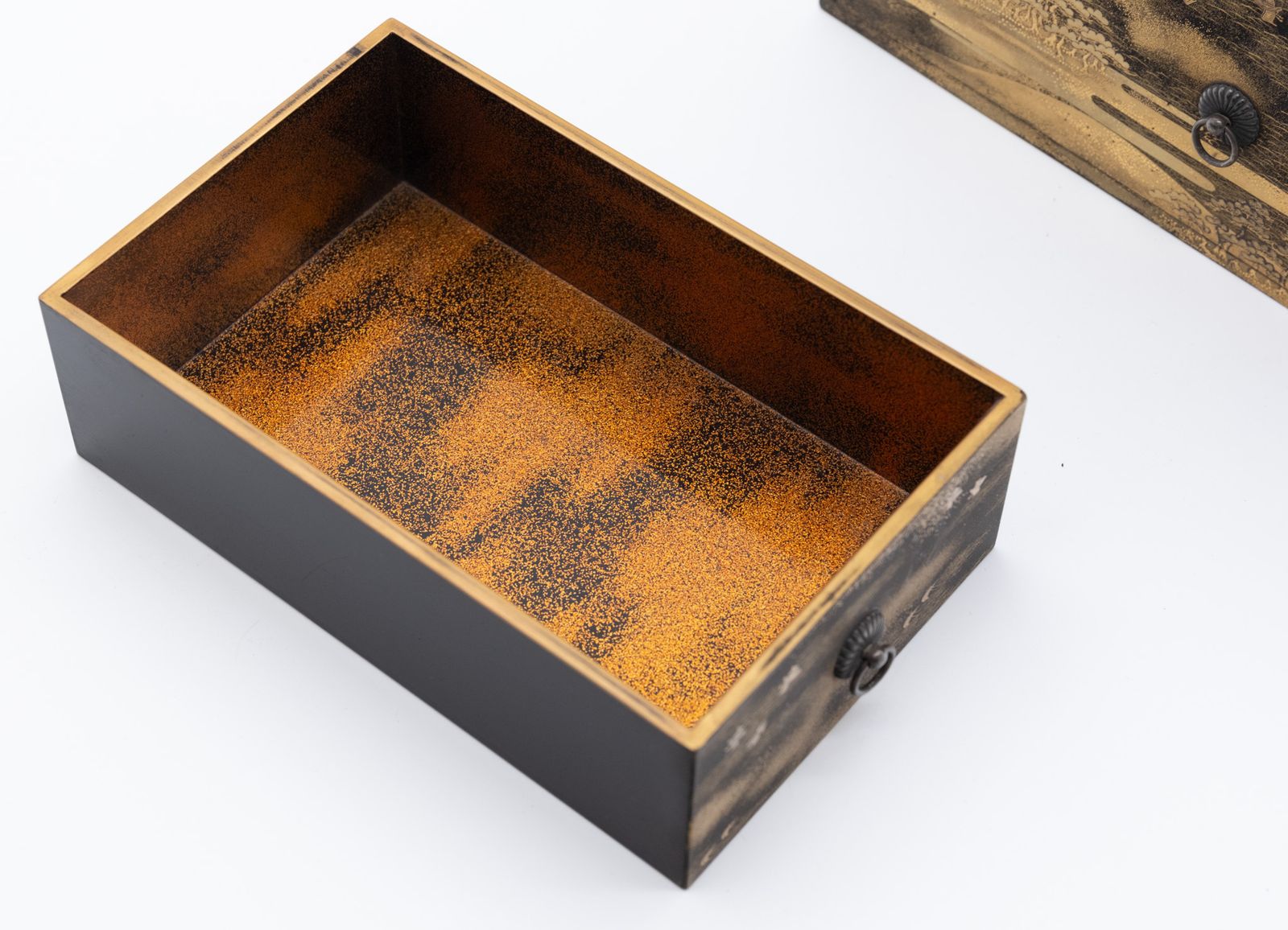 Japanese Shōwa Lacquered Gold Maki‑E Calligraphy Chest photo for sale