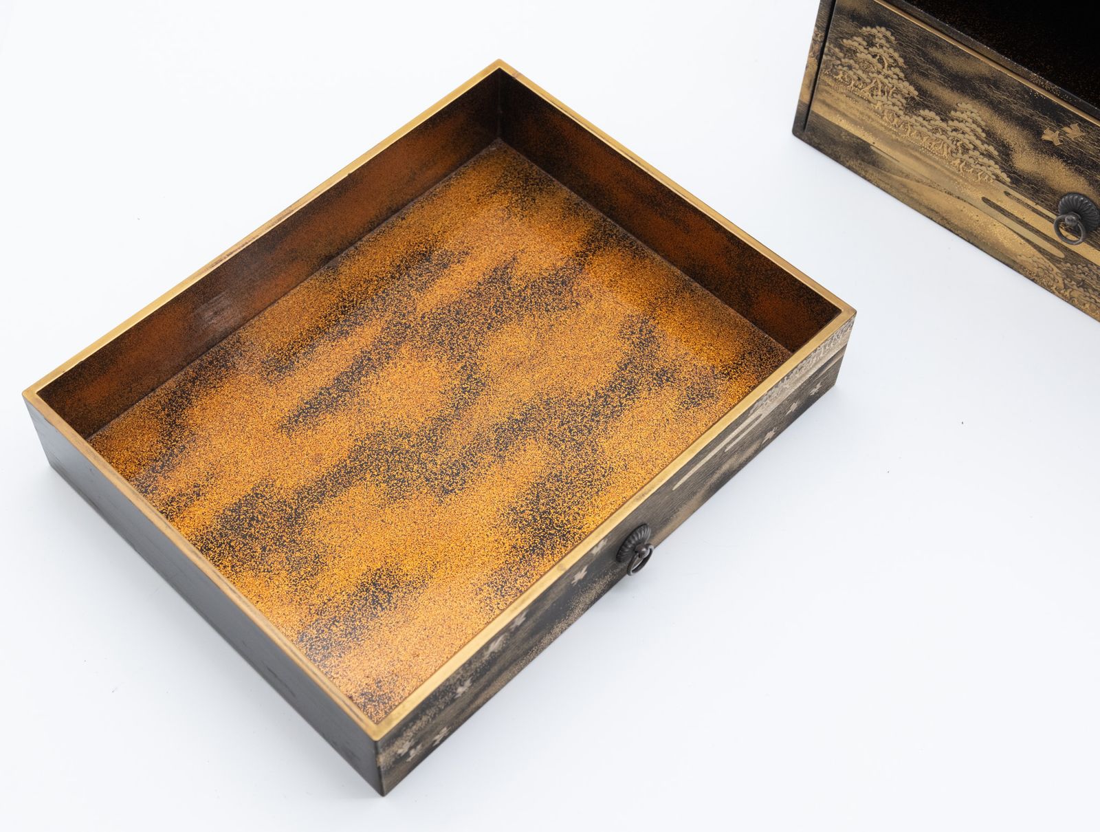 Japanese Shōwa Lacquered Gold Maki‑E Calligraphy Chest photo buy