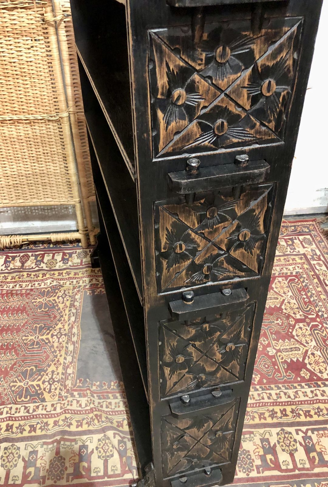 Handsome Antique Carved Oak Bookcase/Bookshelves photo vintage
