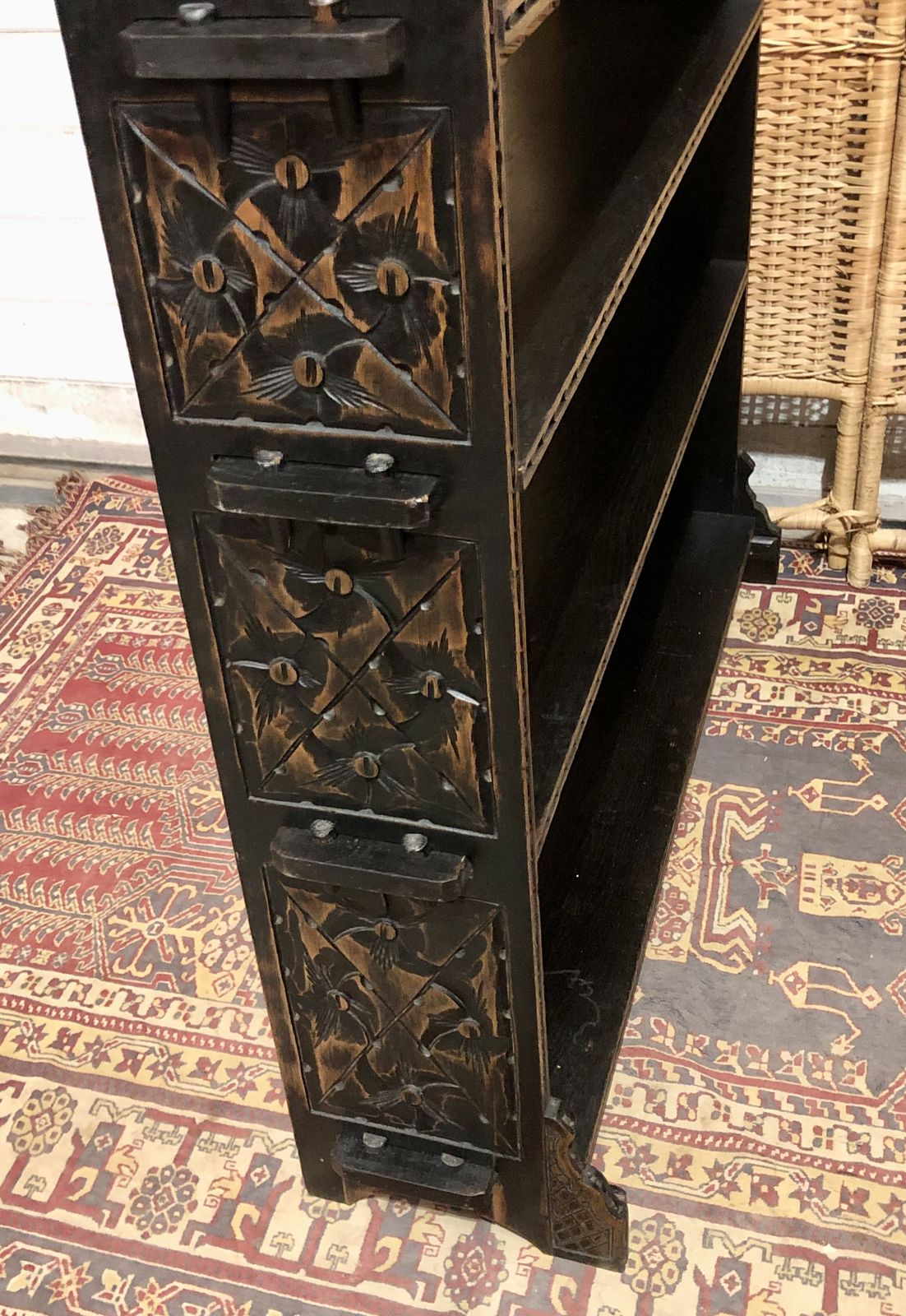 photo for sale Handsome Antique Carved Oak Bookcase/Bookshelves