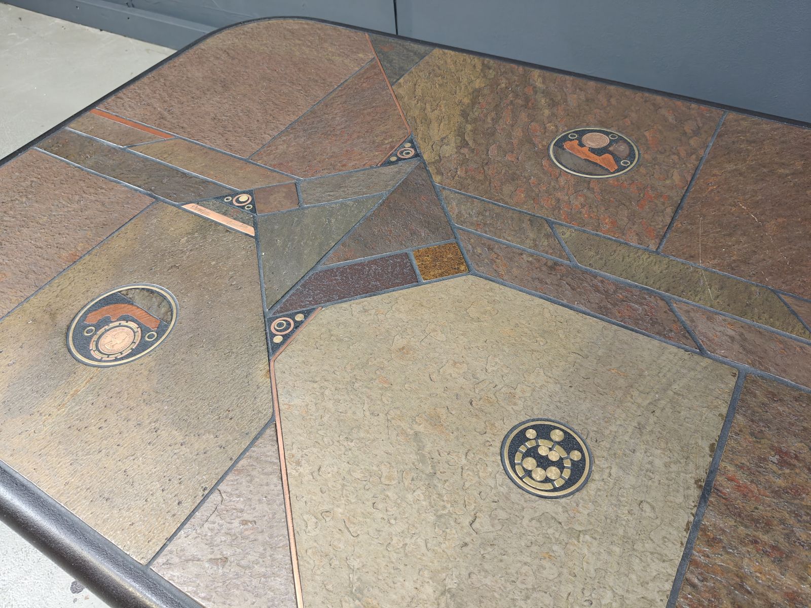 Brutalist Slate Stone Coffee Table In The Manner Of Paul Kingma, 1980s photo for sale