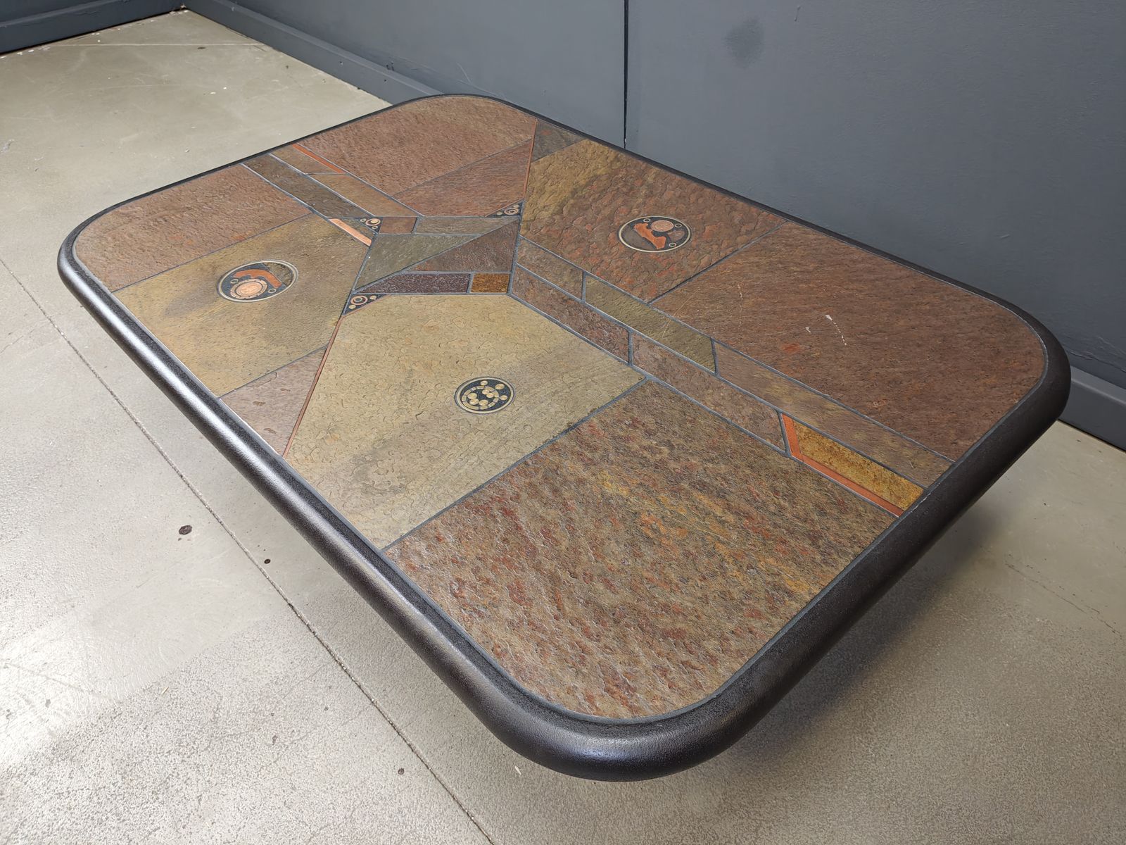 Brutalist Slate Stone Coffee Table In The Manner Of Paul Kingma, 1980s photo Furniture