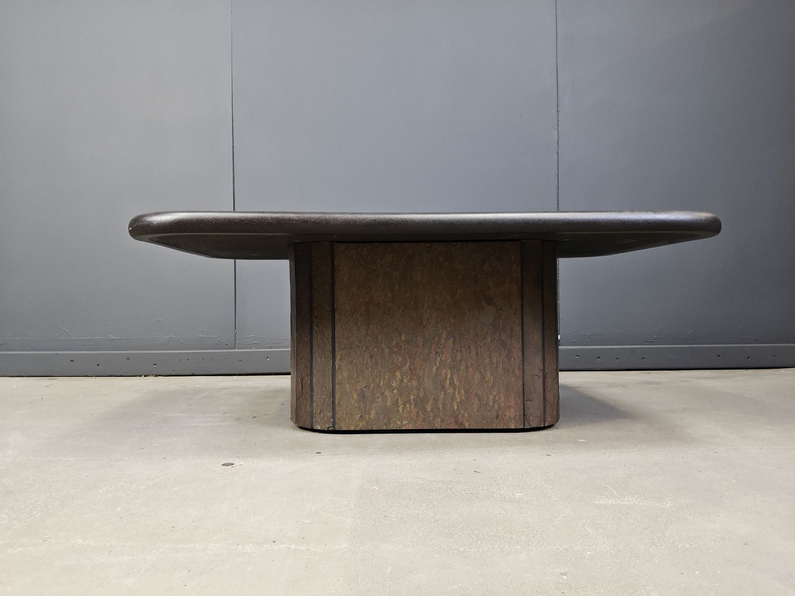 Brutalist Slate Stone Coffee Table In The Manner Of Paul Kingma, 1980s photo 950.0
