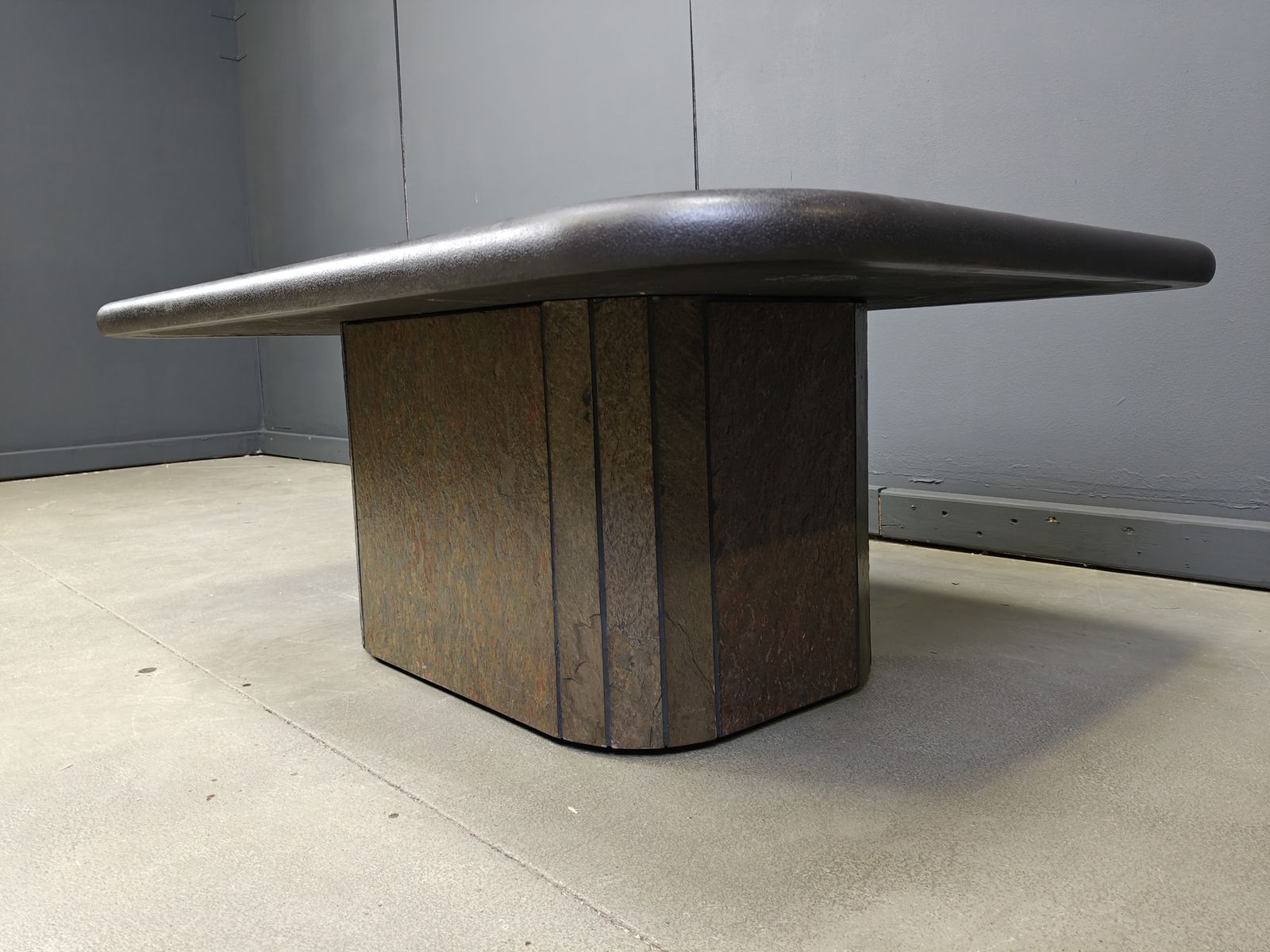 Brutalist Slate Stone Coffee Table In The Manner Of Paul Kingma, 1980s photo vinterior