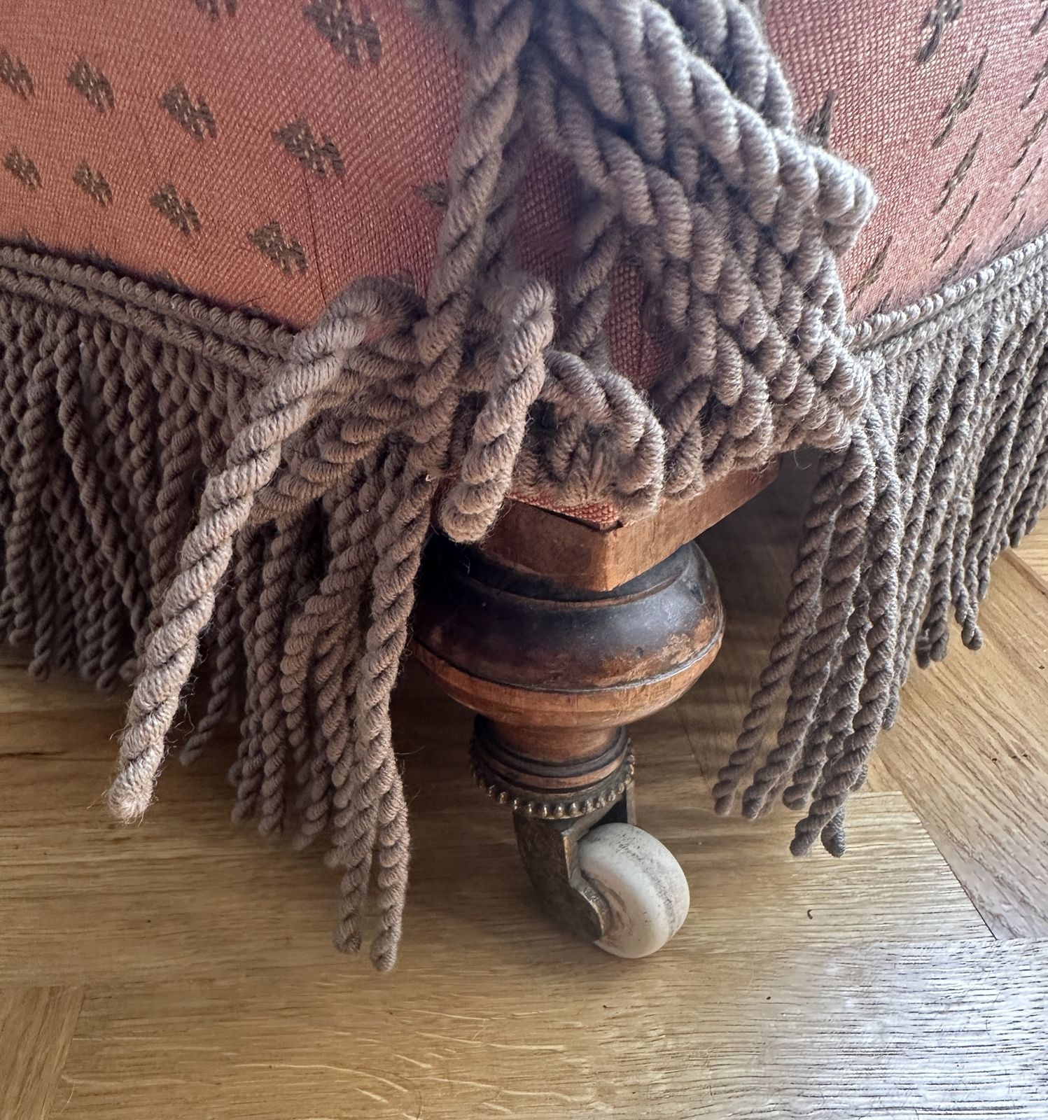 Antique Slipper Chair With Fringe photo for sale