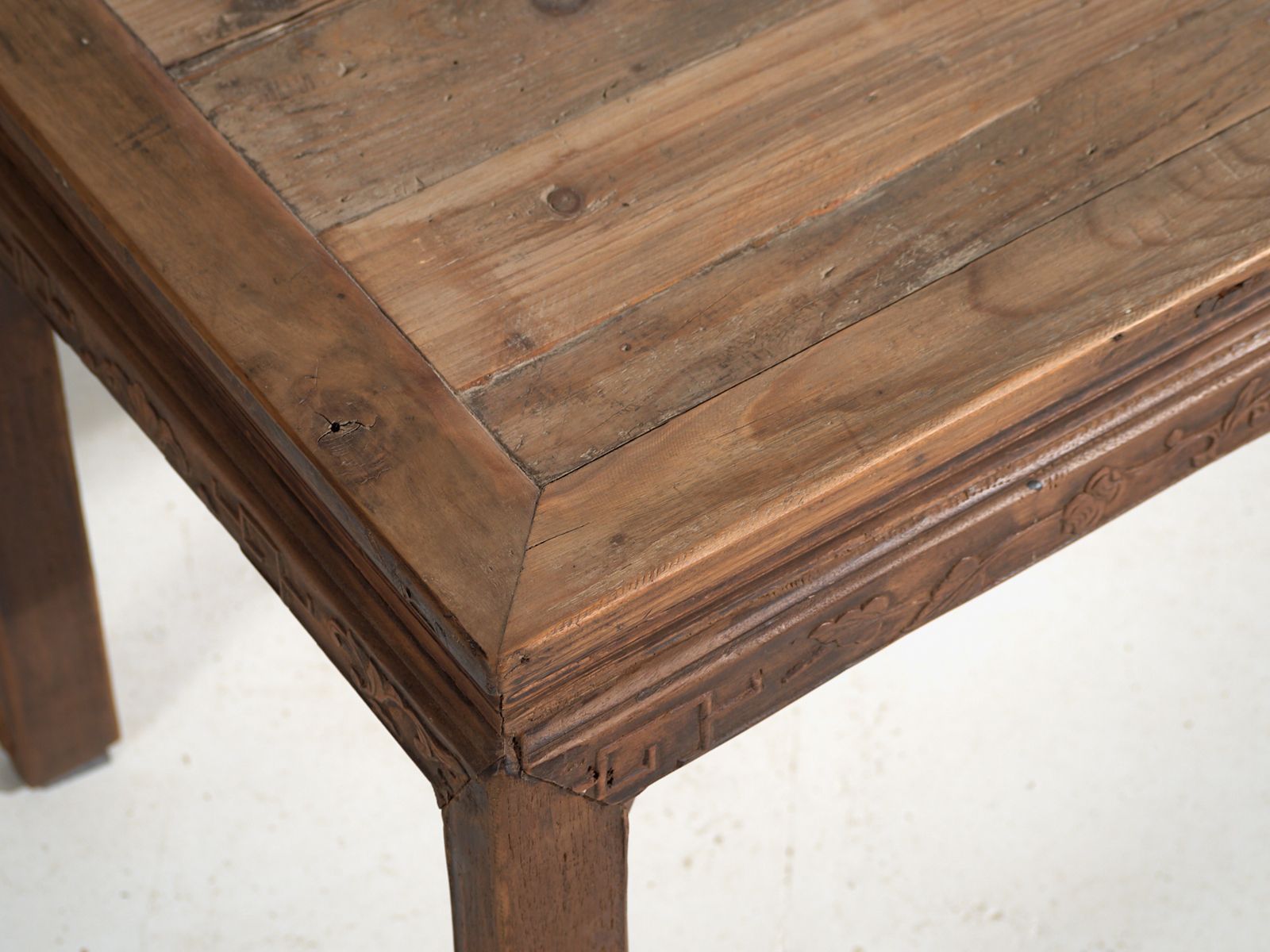 Antique Long Bench Table In Pine Wood – China, Circa 1900 photo vintage