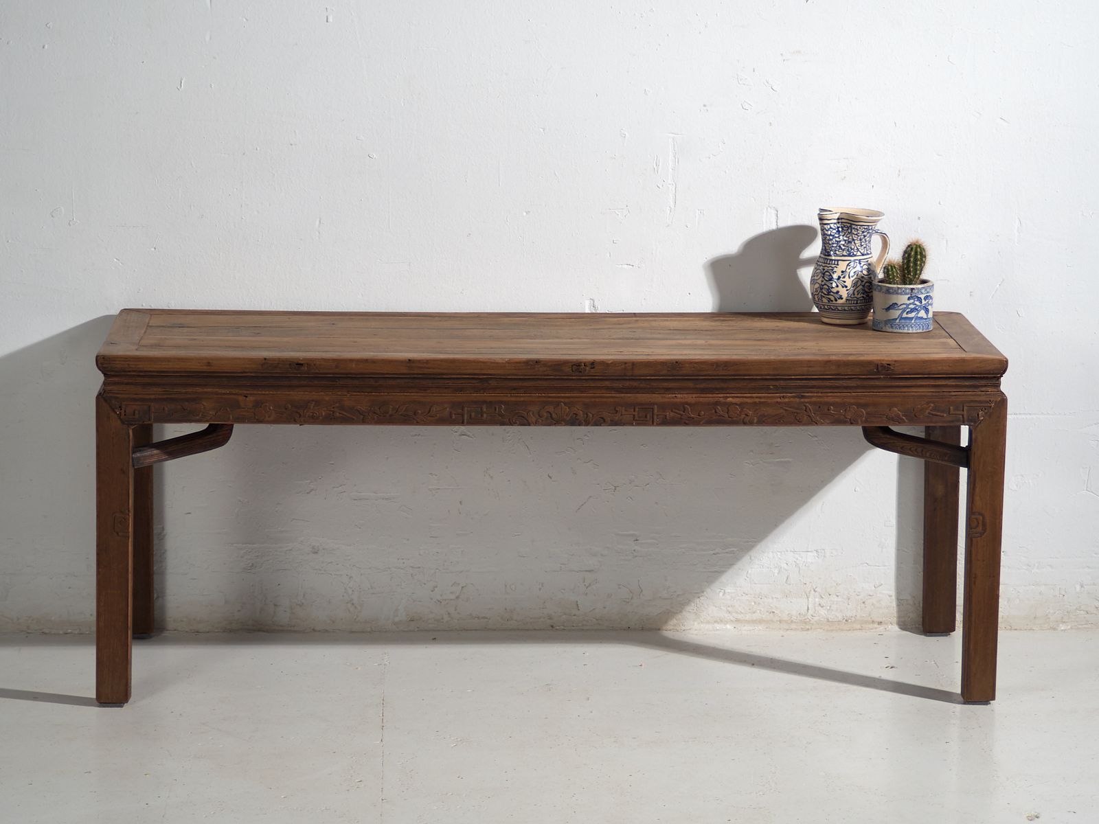 photo furniture Antique Long Bench Table In Pine Wood – China, Circa 1900