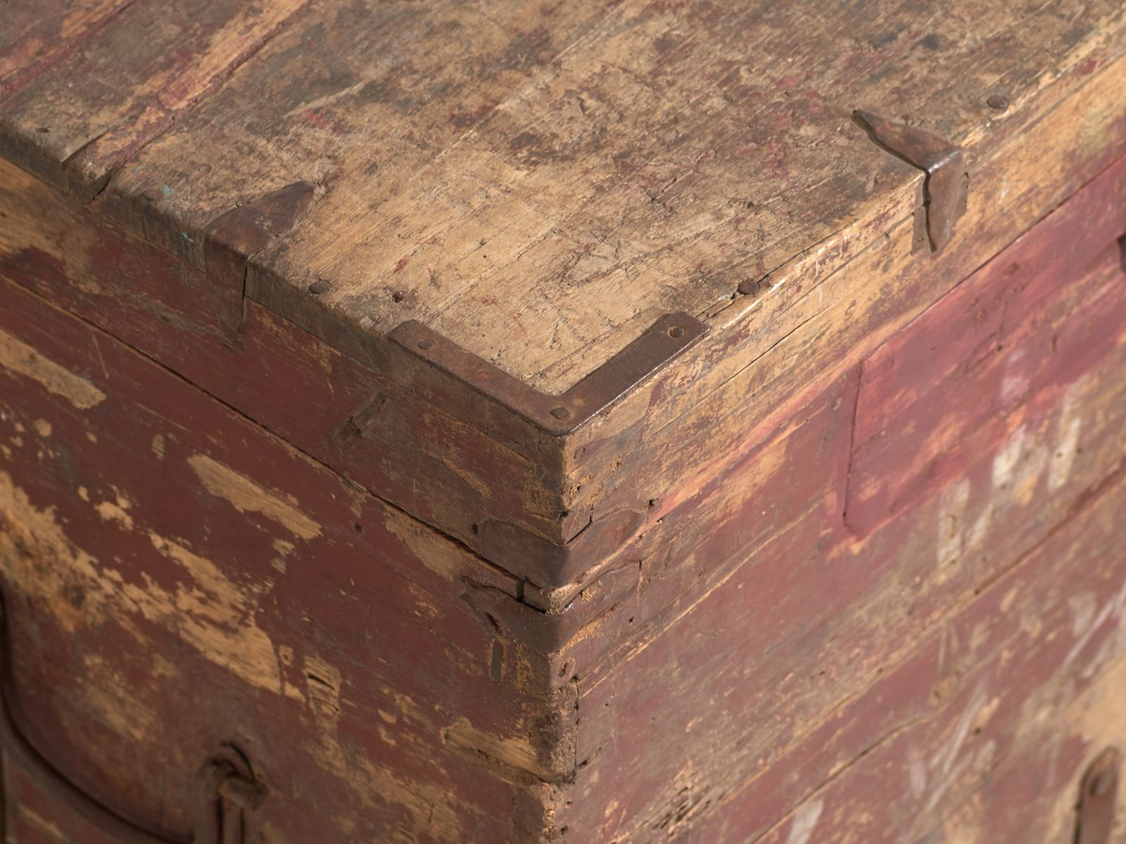 Antique Chinese Painted Trunk In Pine Wood – China, Circa 1920 photo for sale