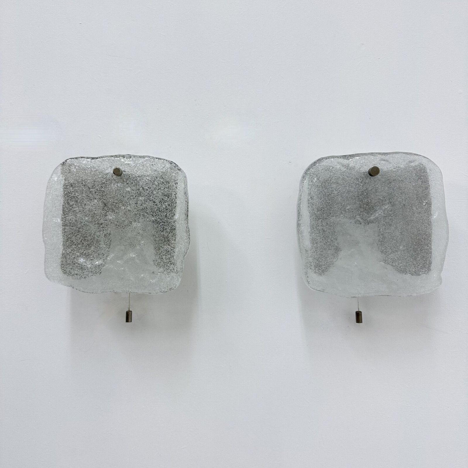 Set Of 2 J.T. Kalmar Ice Glass Wall Lamps Sconce , 1970s , Germany