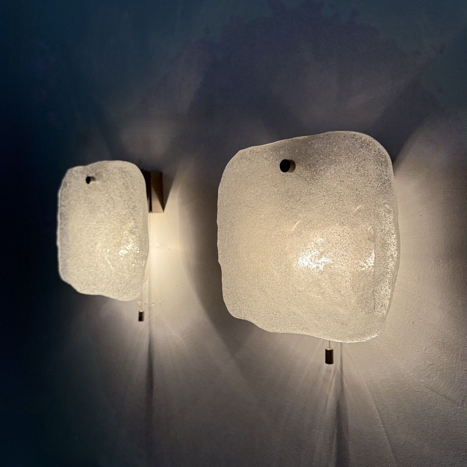 Set Of 2 J.T. Kalmar Ice Glass Wall Lamps Sconce , 1970s , Germany photo Lighting