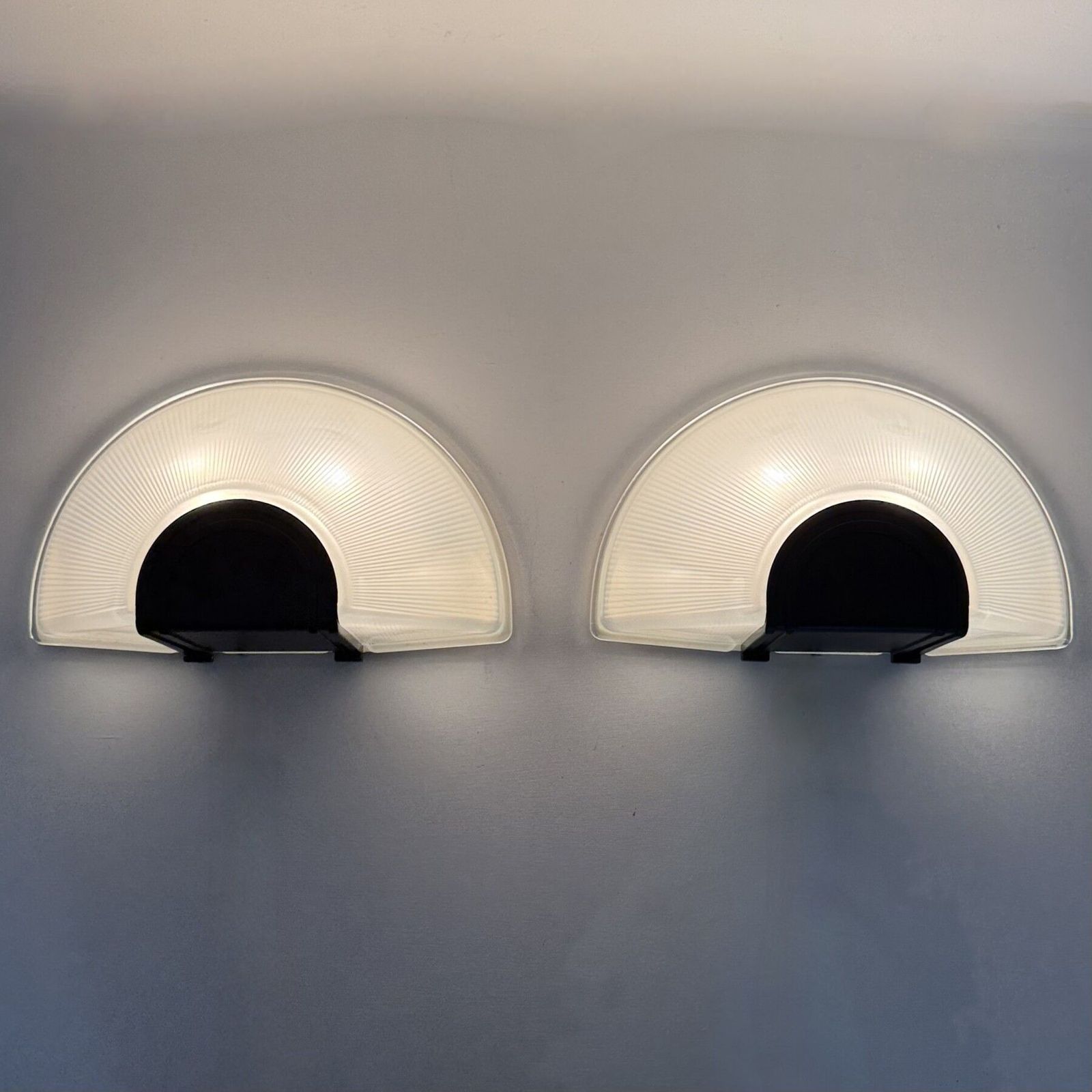 Set Of 2 Glass Prisma Wall Lamps Mega , 1980s , Italy photo Lighting