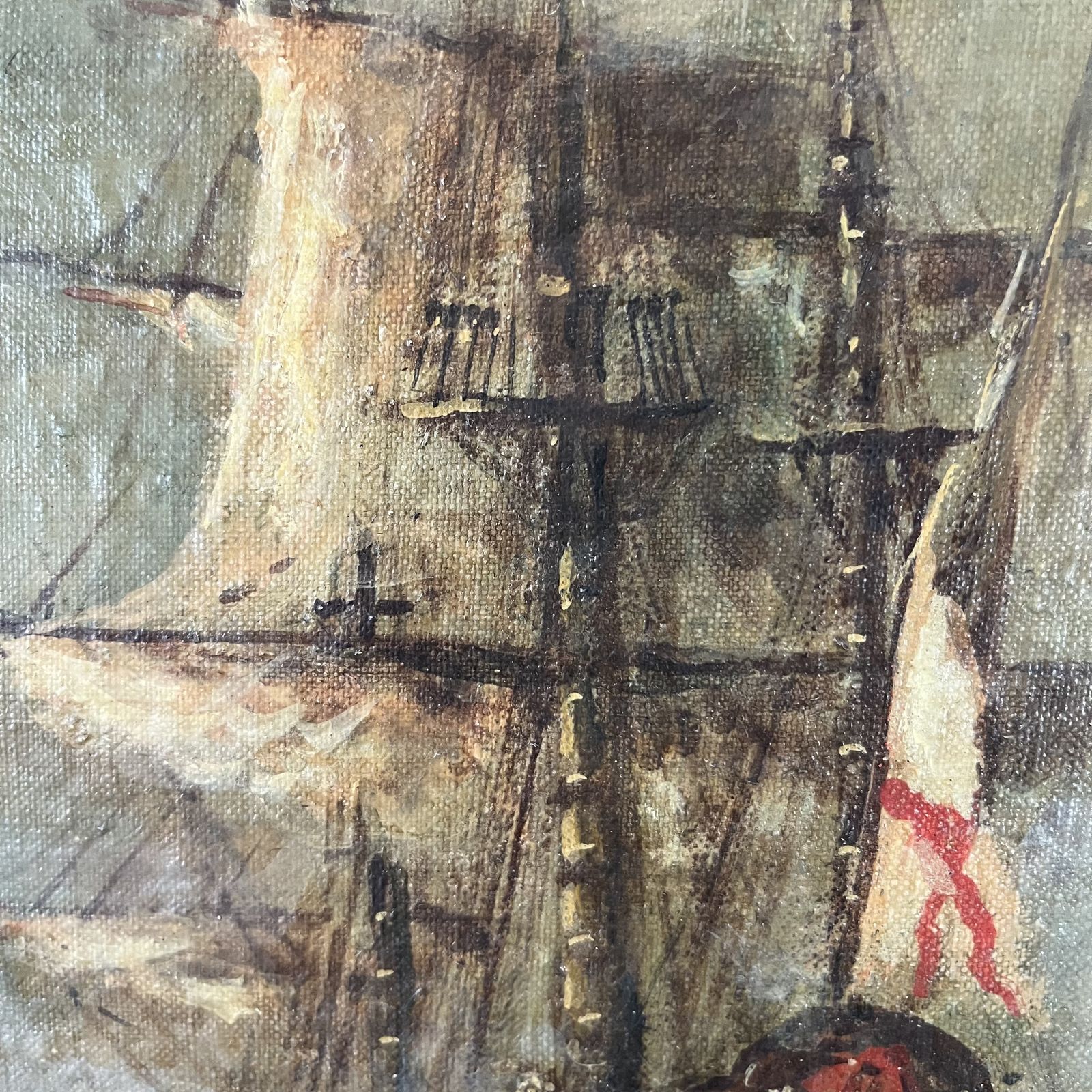 Antique Oil On Canvas Of A Seascape photo vinterior