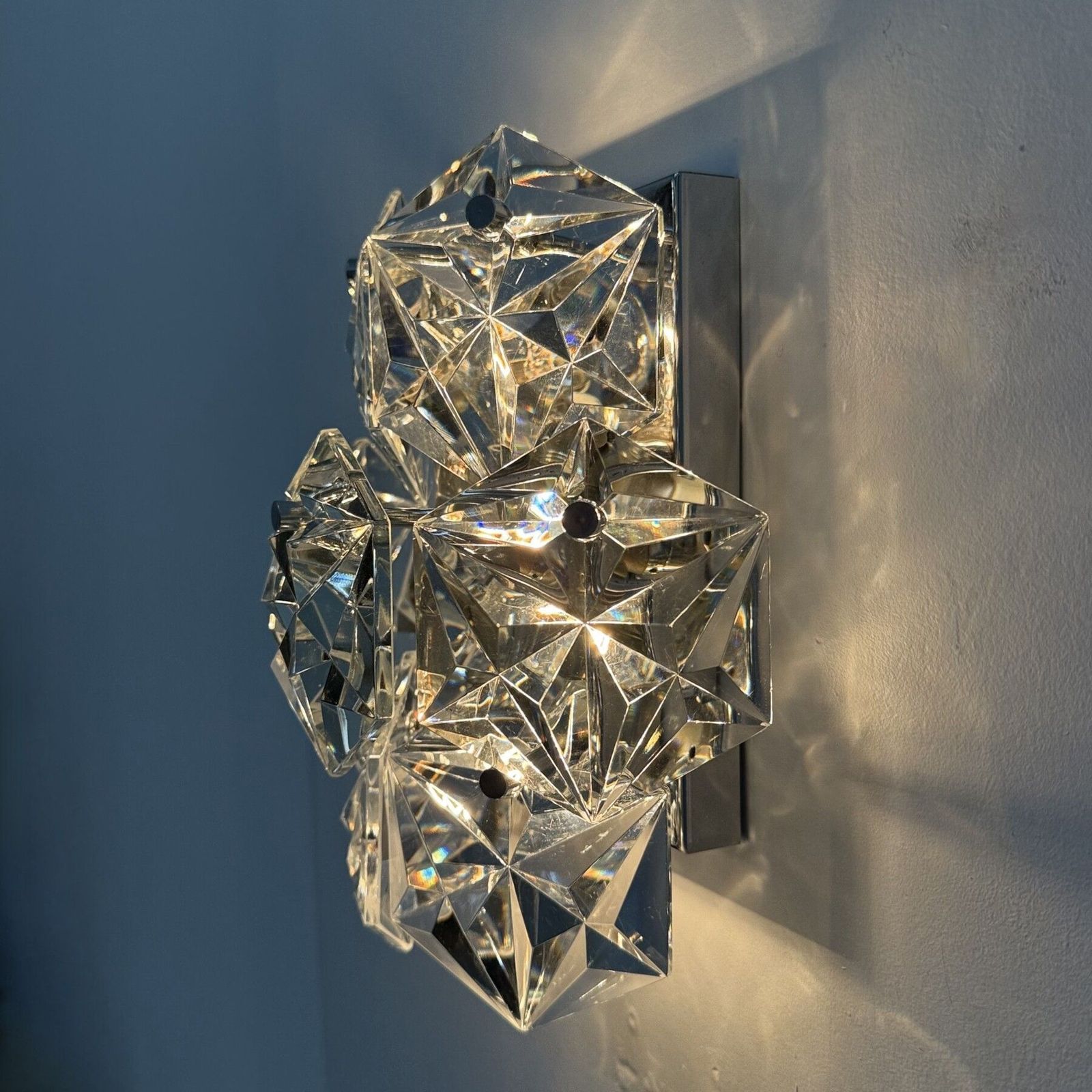 Mid Century Crystal Sconce By Kinkeldey , Germany , 1970s photo for sale