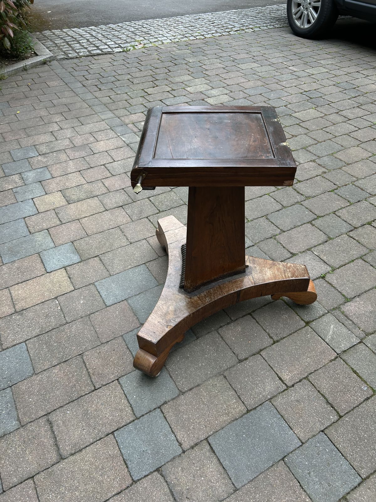 Antique Oak Tilt Top Round Pedestal Table For Sale photo Furniture