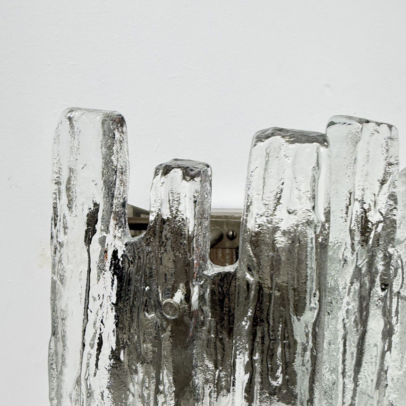 photo furniture Wall Sconce Ice Glass And Metal By J.T. Kalmar For Kalmar, 60s