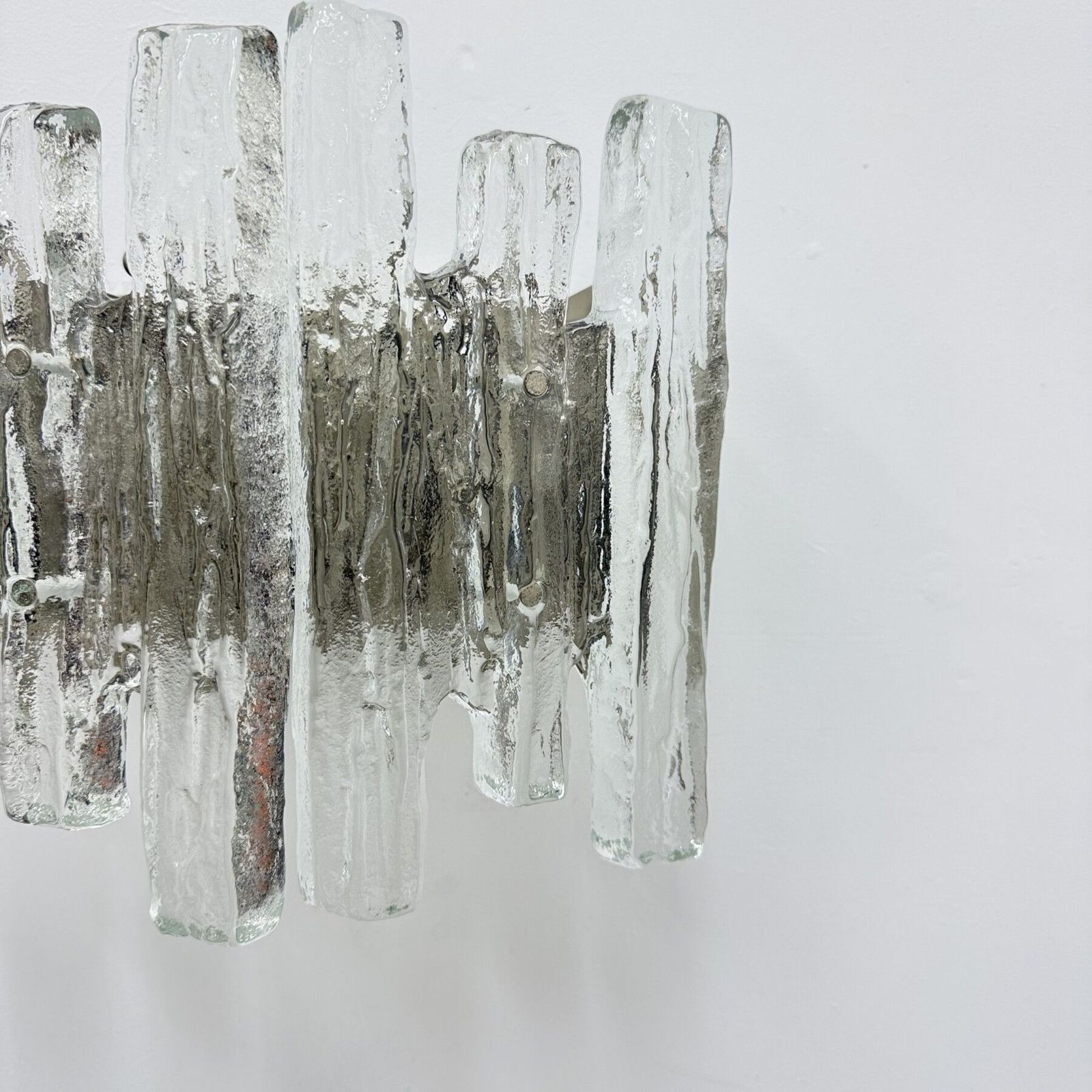 Lighting Wall Sconce Ice Glass And Metal By J.T. Kalmar For Kalmar, 60s photo