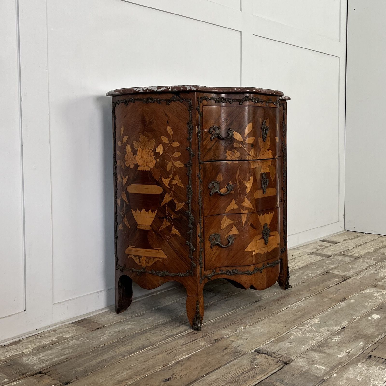 Antique Rosewood Marquetry Chest Of Drawers photo vintage