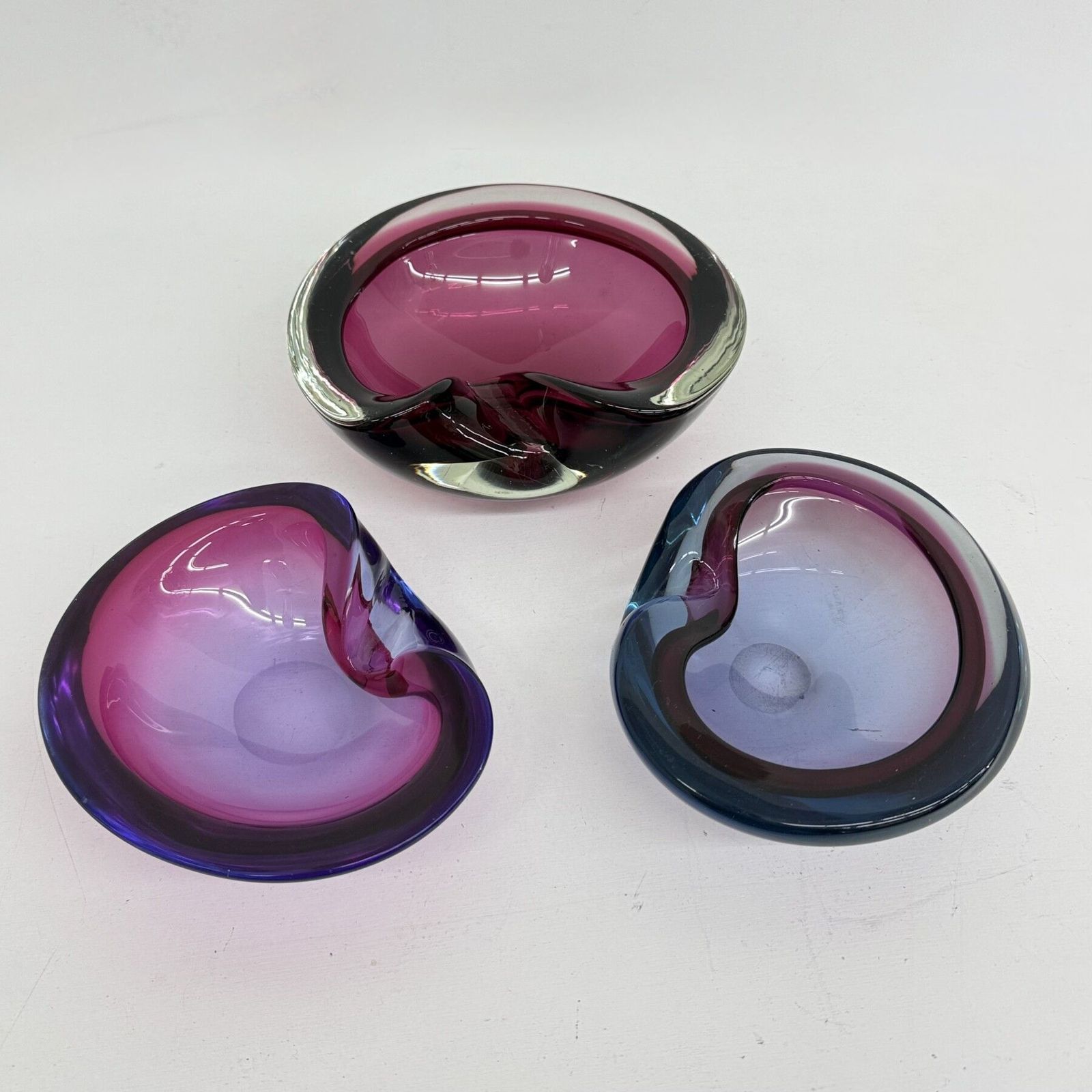 Set Van 3 Murano Sommerso Roze Glazen Schalen, Jaren 1970 photo vinterior