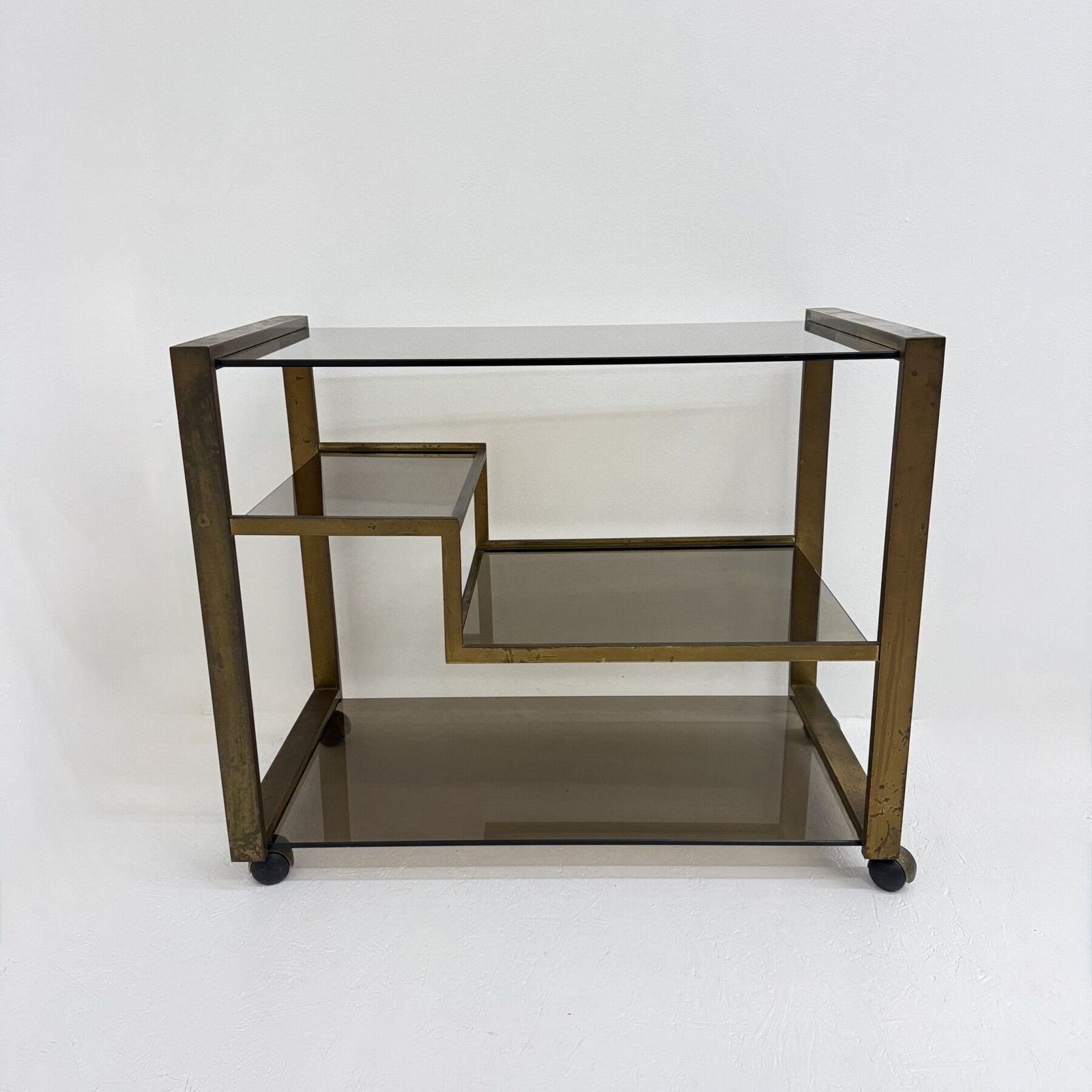 Mid Century Messing Barwagen Met Rookglas, Jaren 1970 photo Meubels