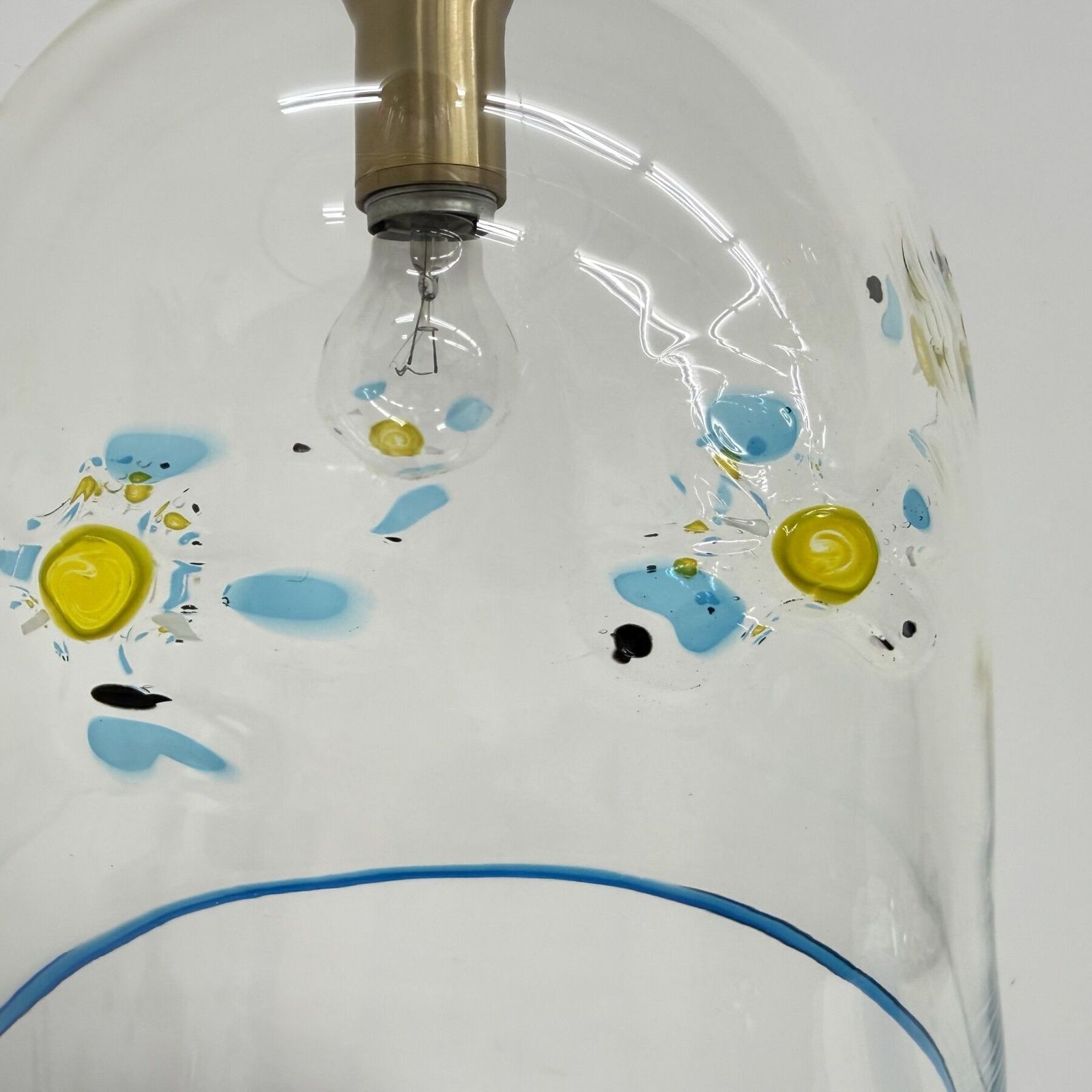 Mid Century Design La Murrina Glass Hanging Lamp Flowers , 1970s , Italy photo vinterior