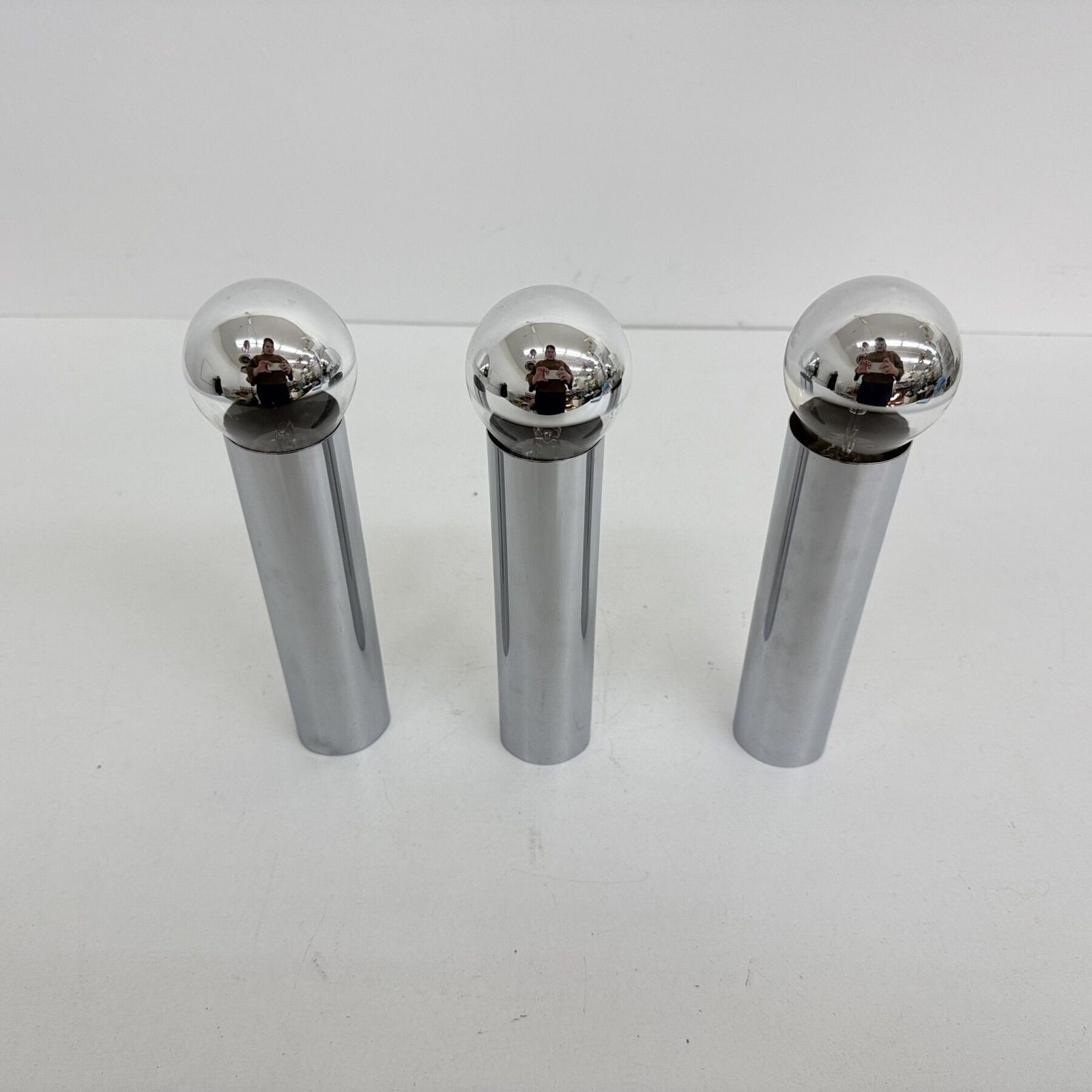 photo vinterior Ensemble de 3 appliques/plafonniers tubulaires chromés minimalistes, années 1970