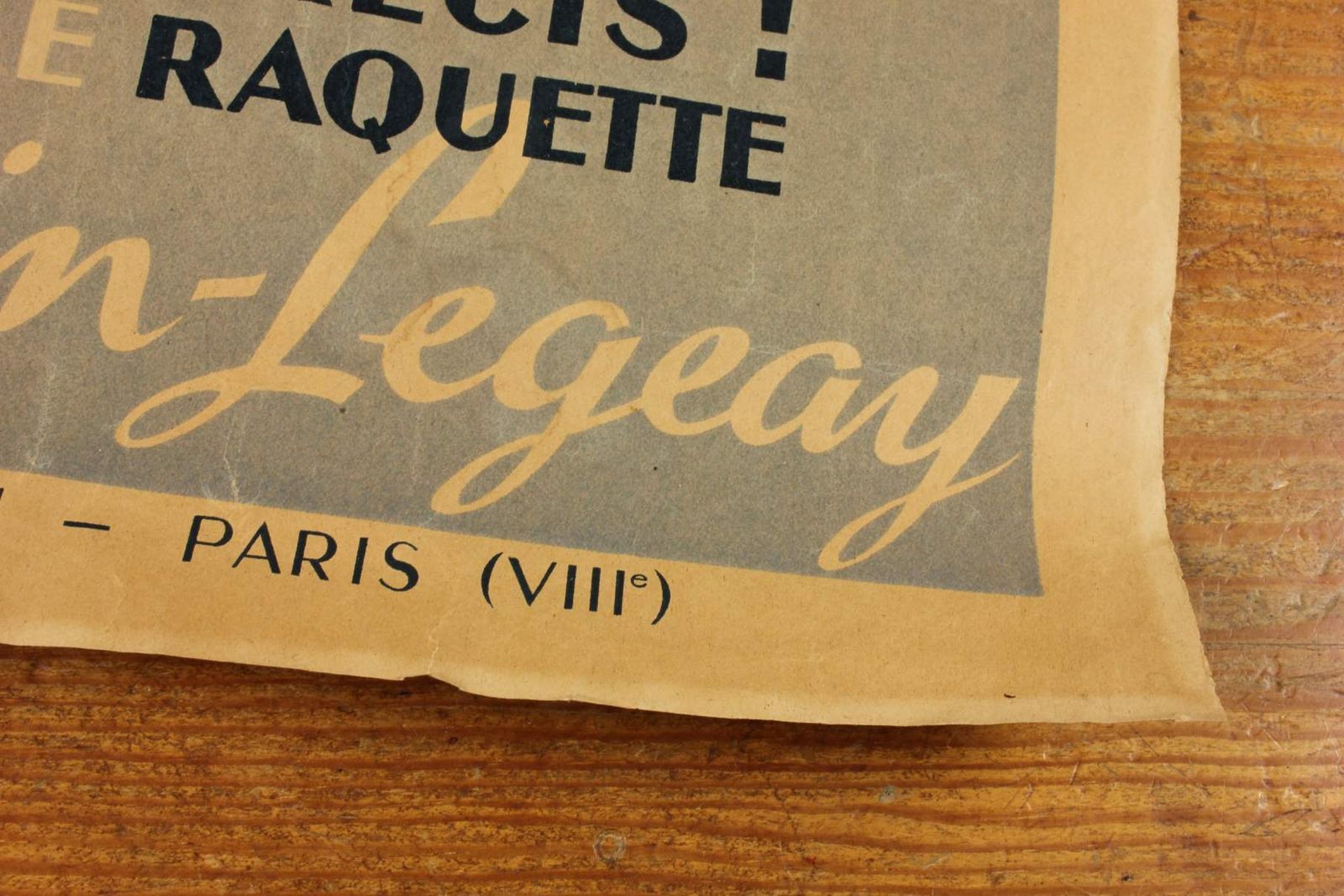 Antique Tennis Poster. French Martin Legeay Tennis Racket. Advertising. photo Art