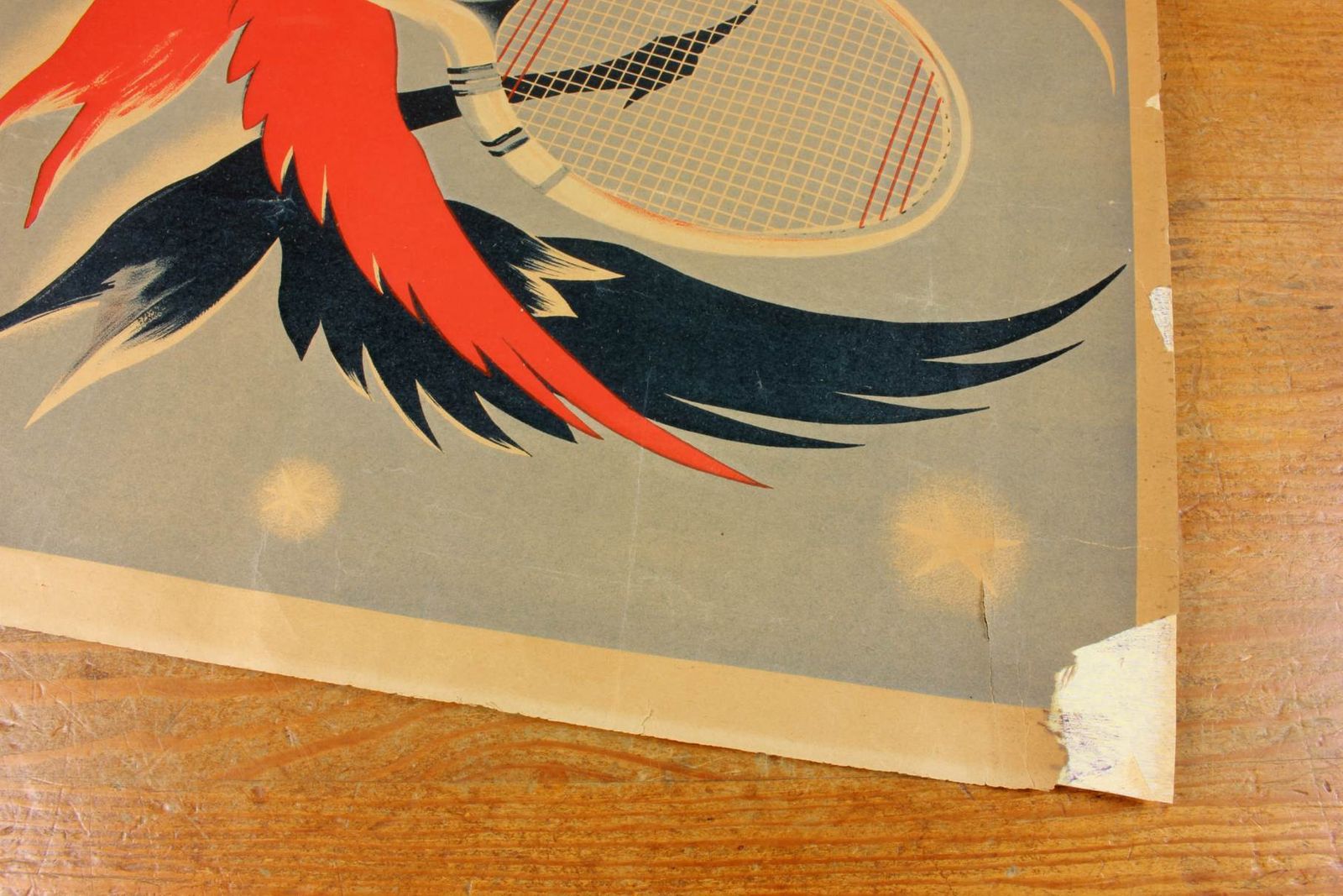 160.0 Antique Tennis Poster. French Martin Legeay Tennis Racket. Advertising. photo
