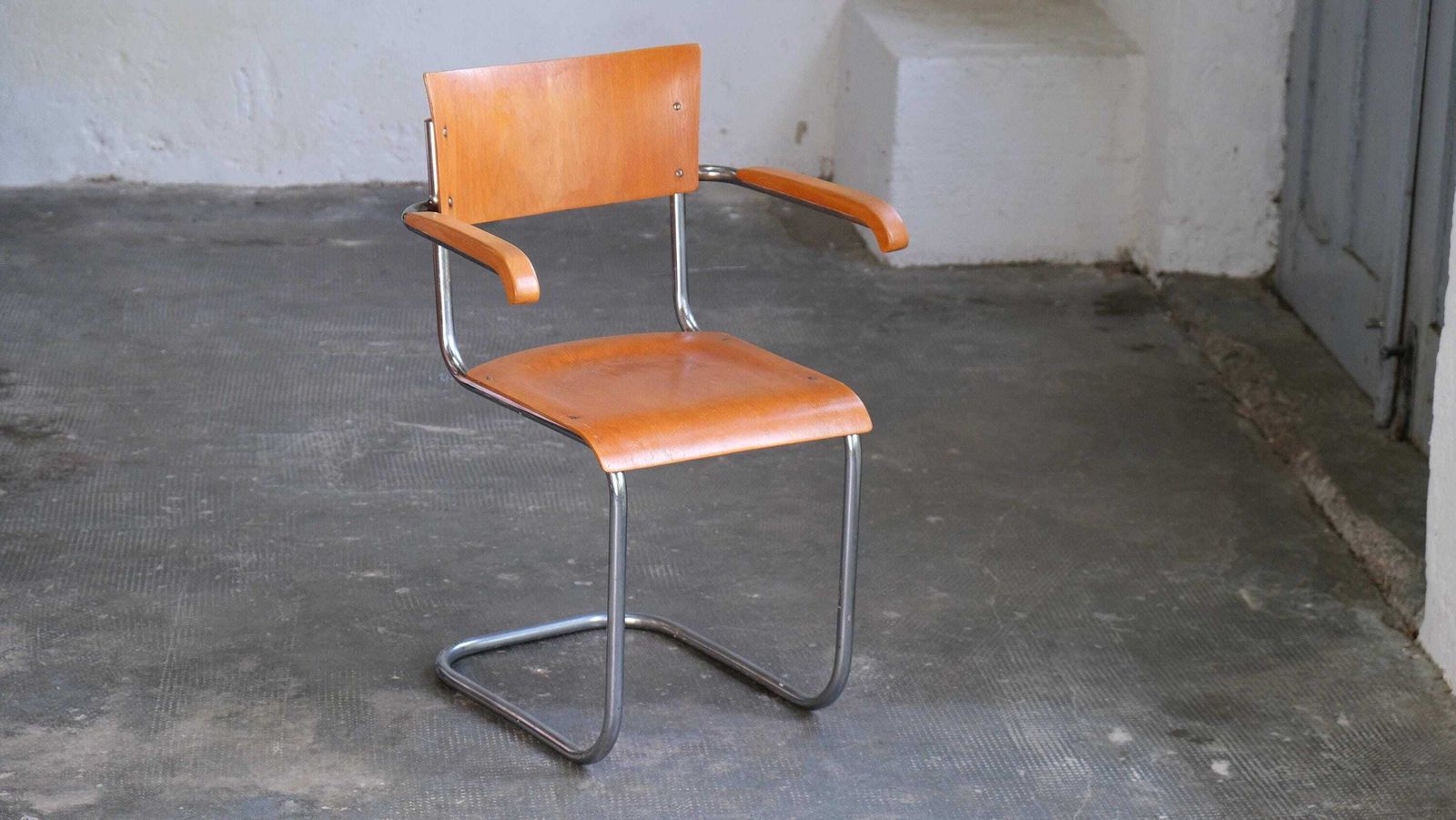 Bauhaus Cantilever Armchair By Mart Stam, In Orange Brown