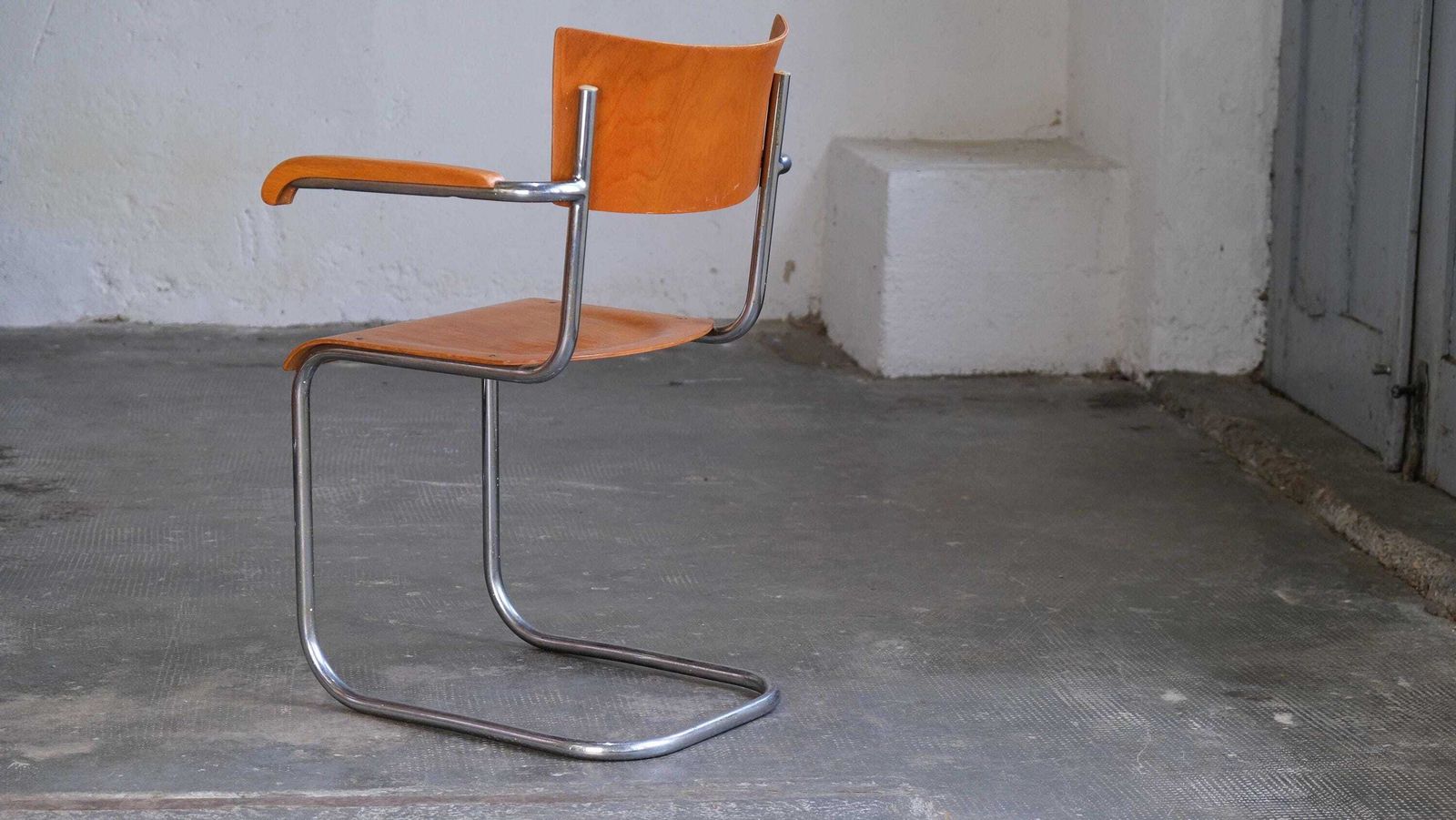 Bauhaus Cantilever Armchair By Mart Stam, In Orange Brown photo Furniture