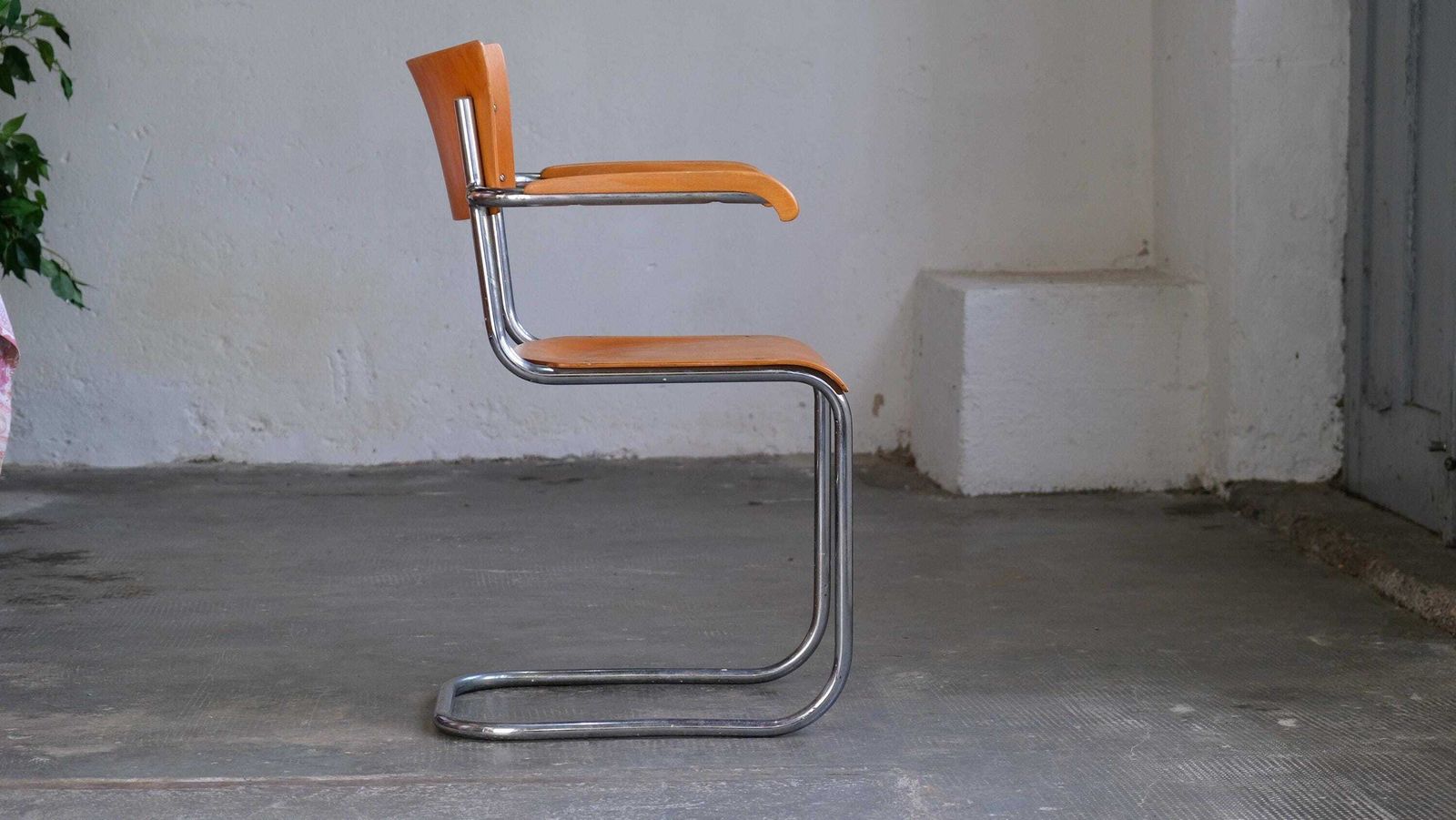 Bauhaus Cantilever Armchair By Mart Stam, In Orange Brown photo vinterior