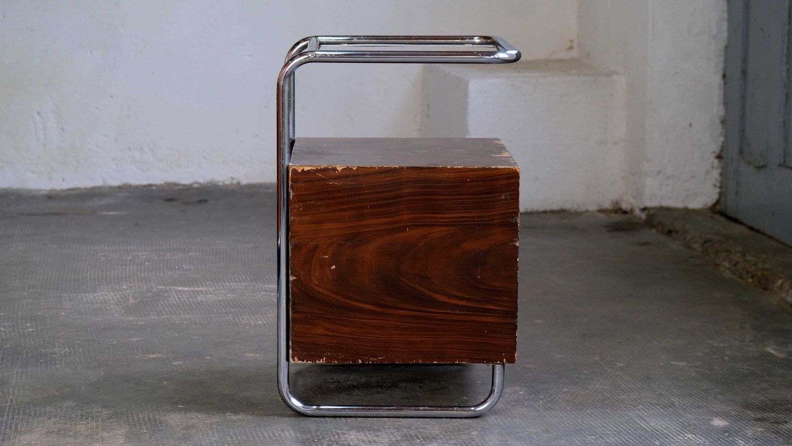 Bauhaus Bedside Table With Wood Painting #10 photo vinterior