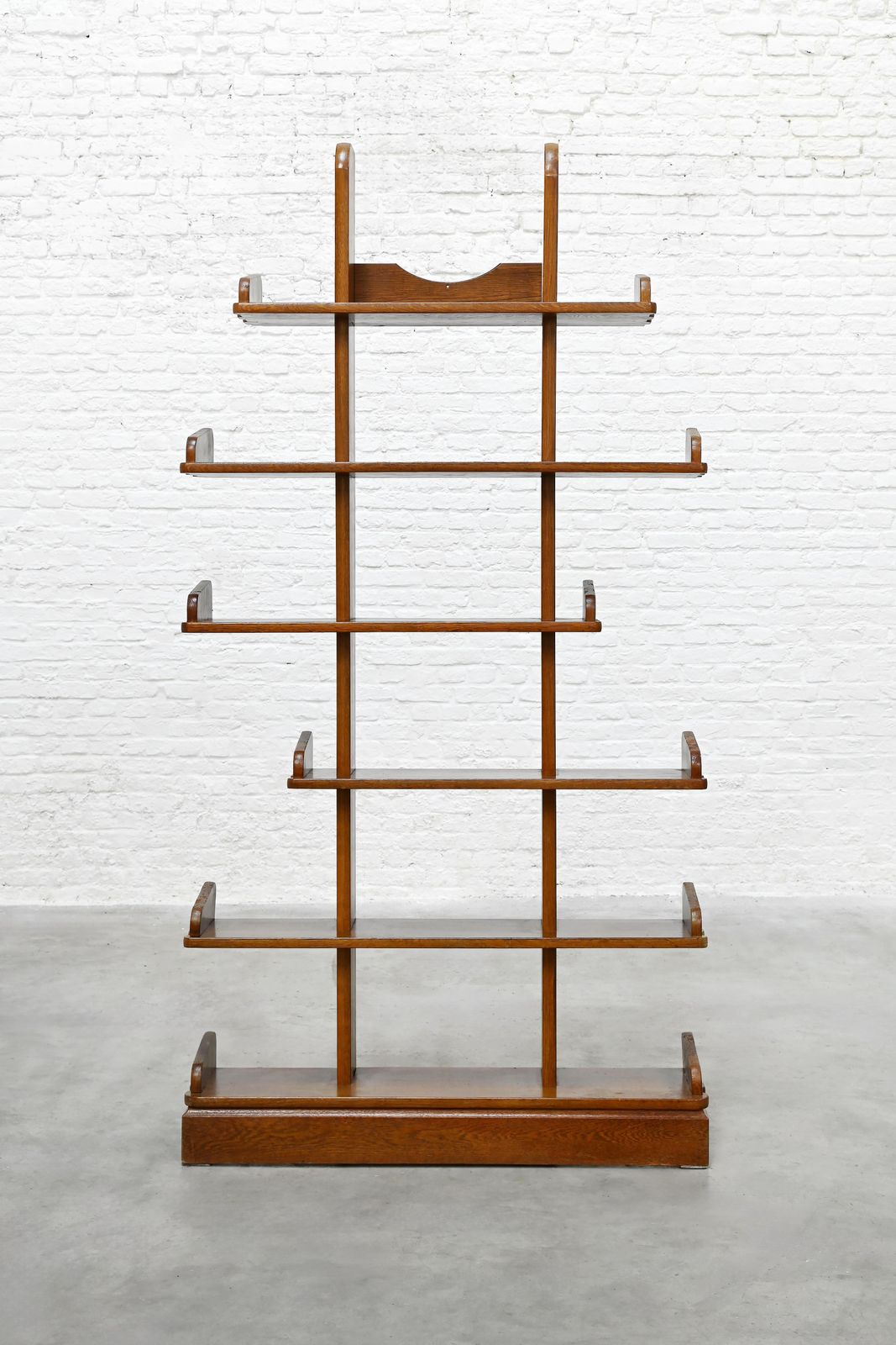 Brutalist Oak Asymmetrical Shelving Unit Or Bookcase, The Netherlands, 1970s photo furniture